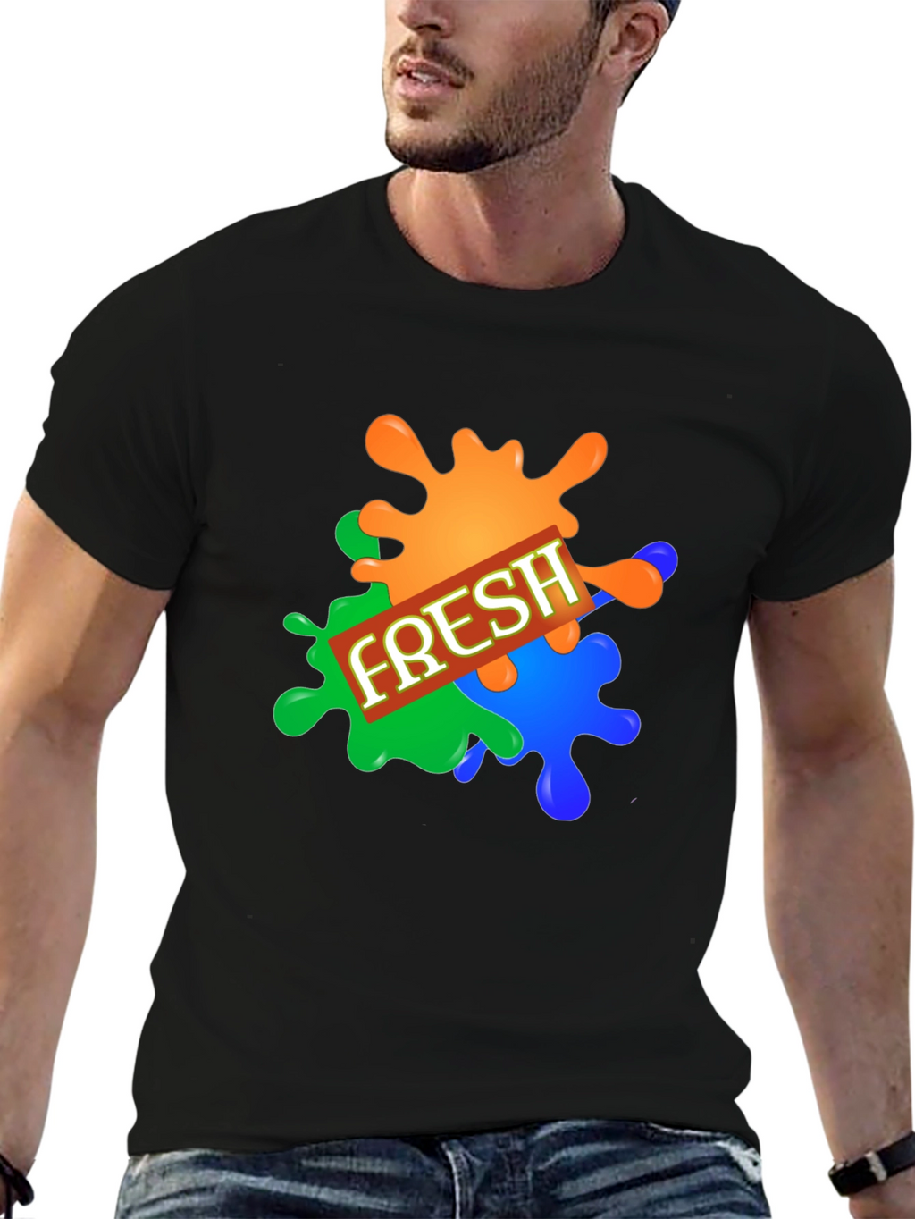 Mens Fresh Graphic Print Black T-Shirt