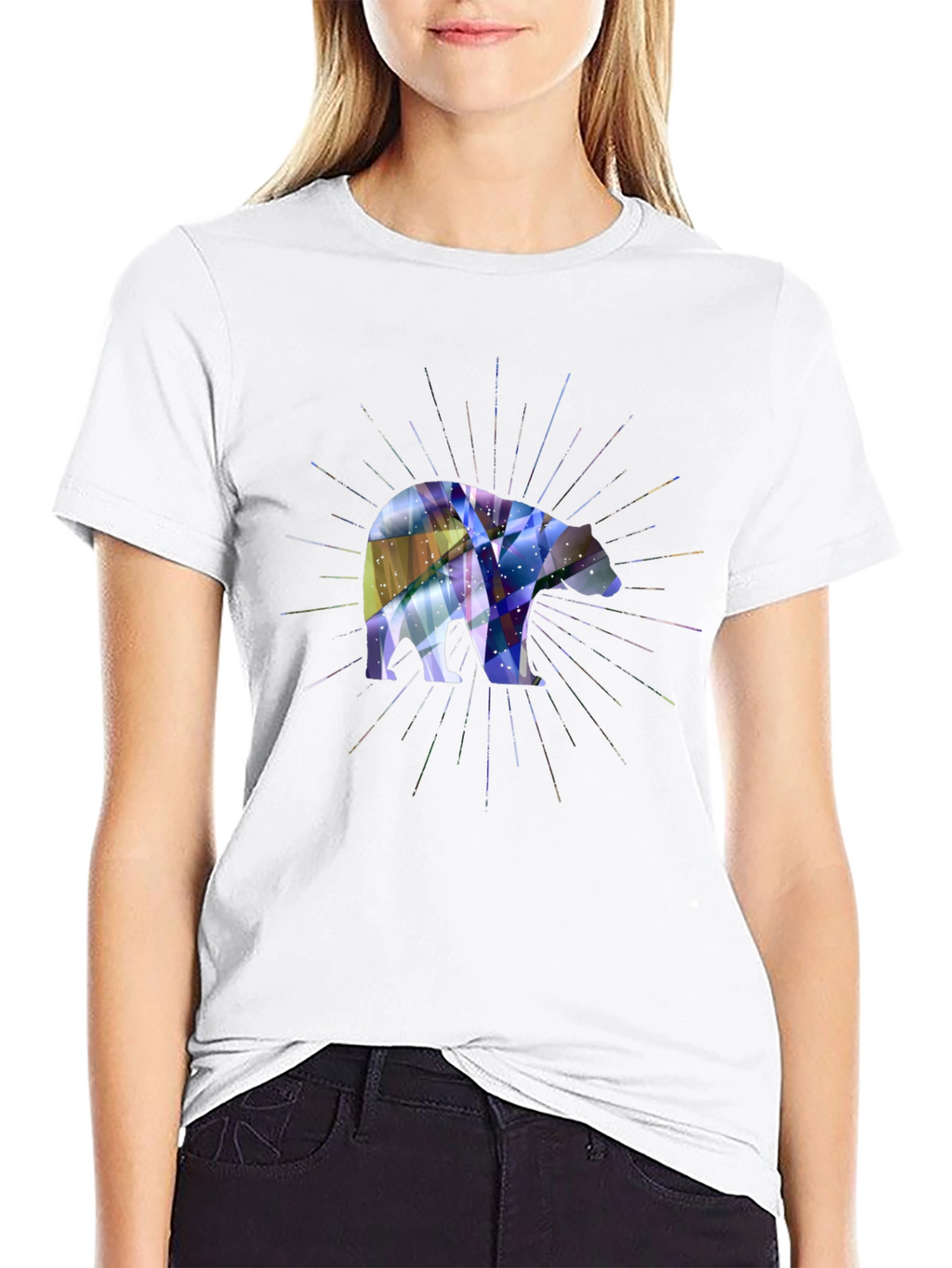 Geometric Bear Graphic Tee - Modern Style