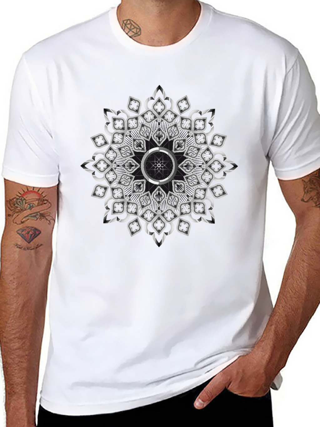 Elegant Mandala Graphic Black T-Shirt