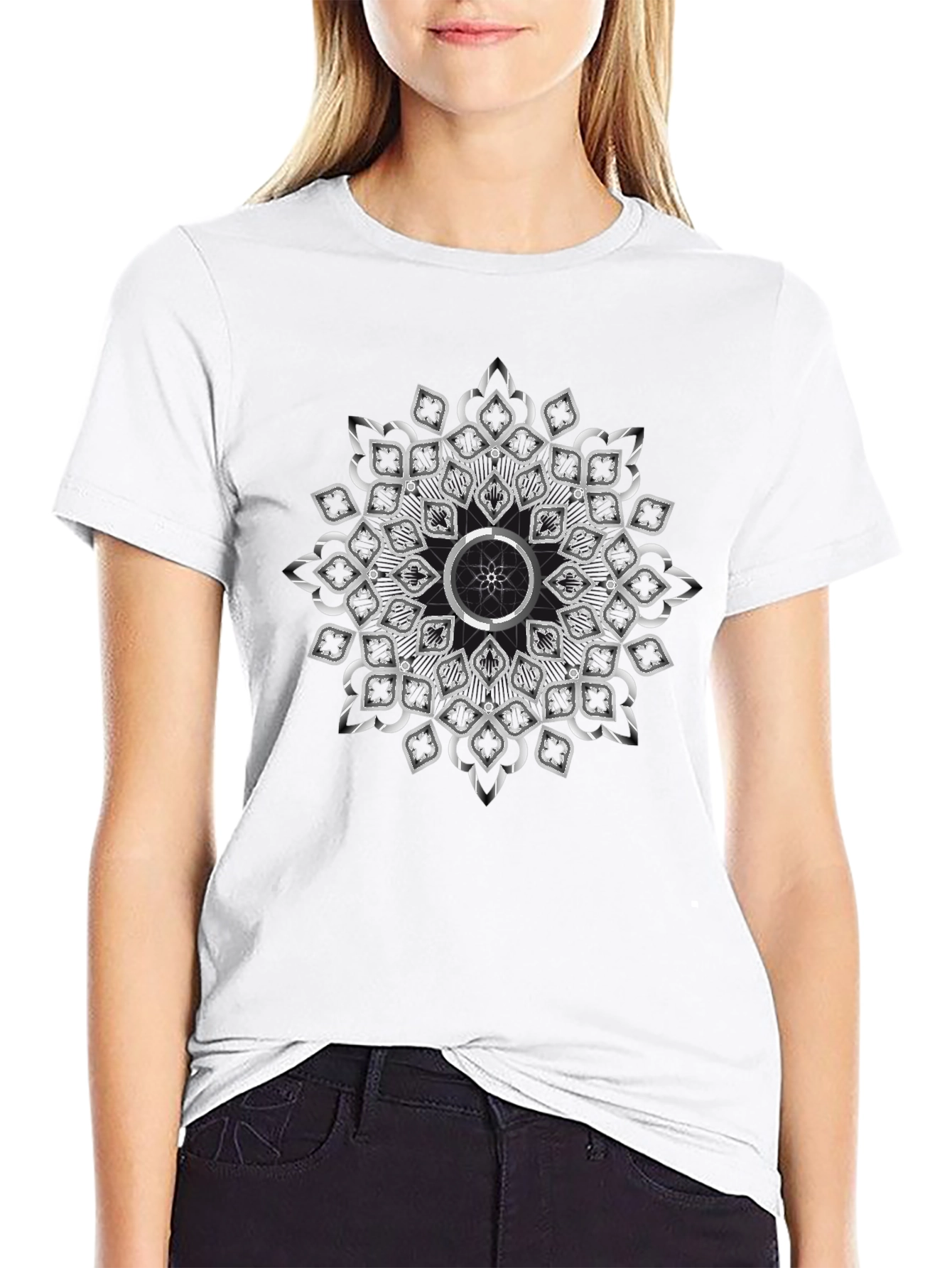 Elegant Mandala Graphic Black T-Shirt
