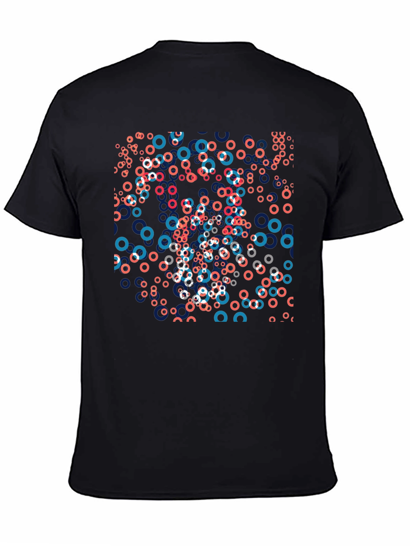 Abstract Circle Pattern Mens Black T-Shirt