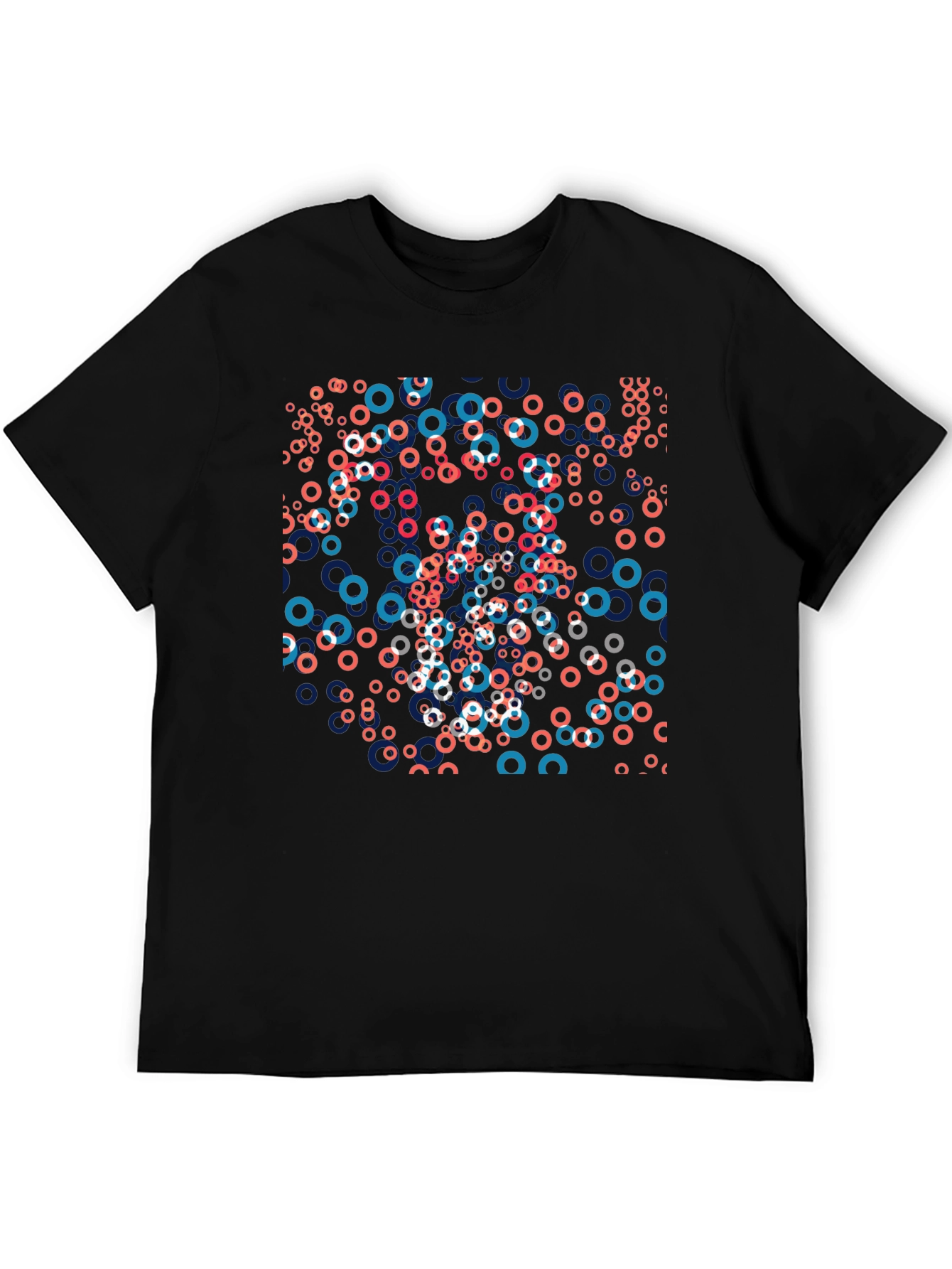 Abstract Circle Pattern Mens Black T-Shirt