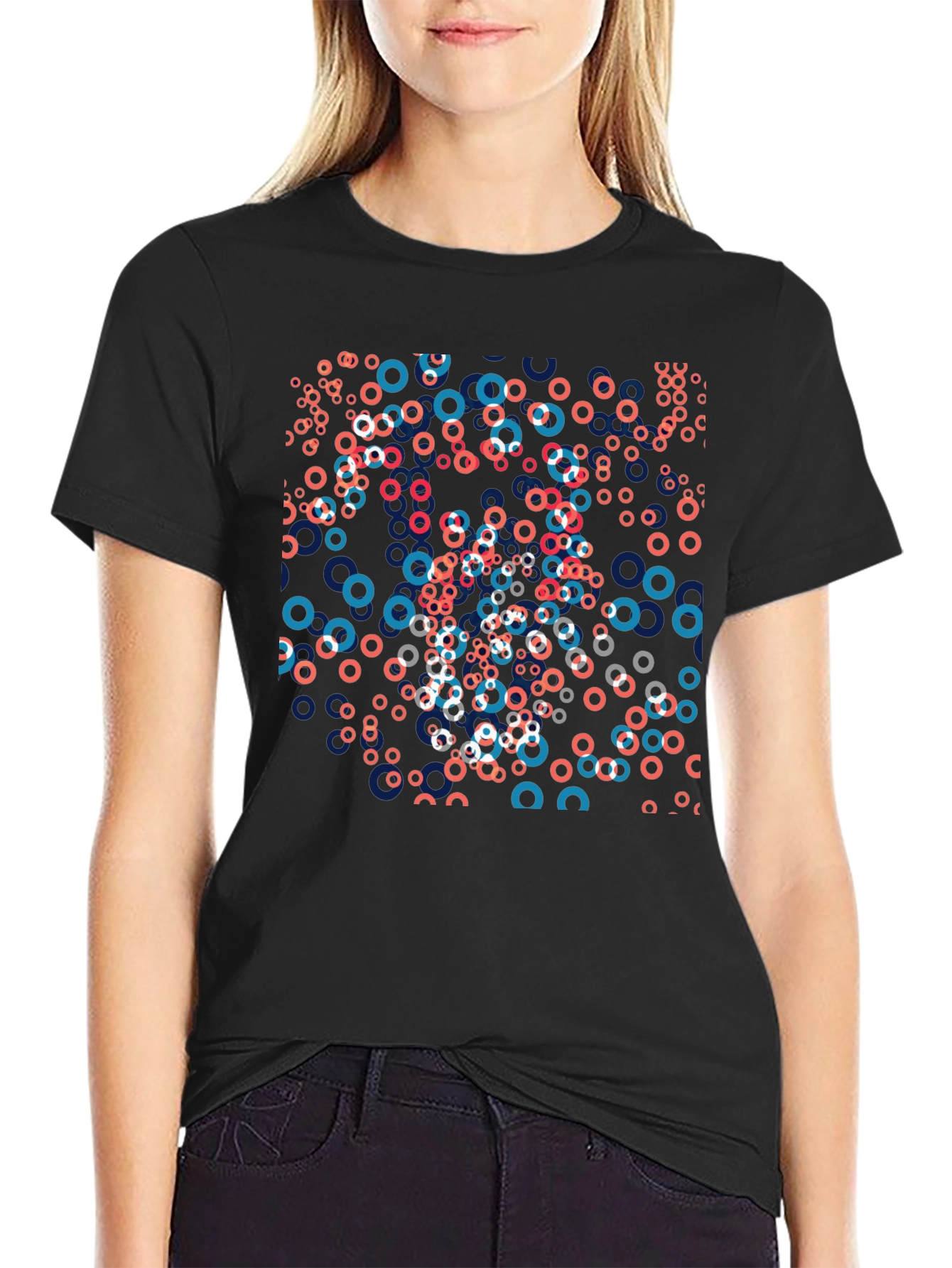 Abstract Circle Pattern Mens Black T-Shirt