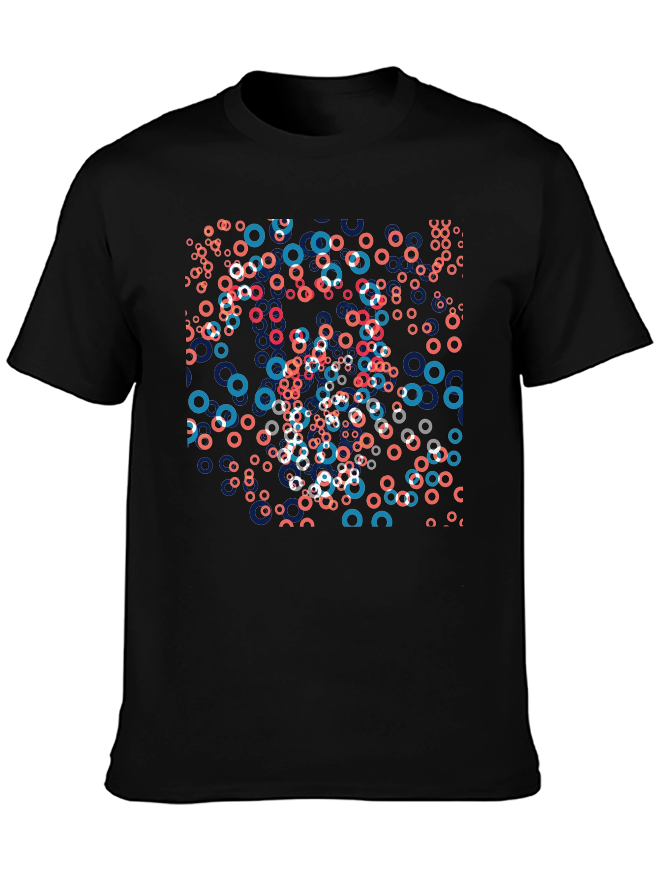 Abstract Circle Pattern Mens Black T-Shirt