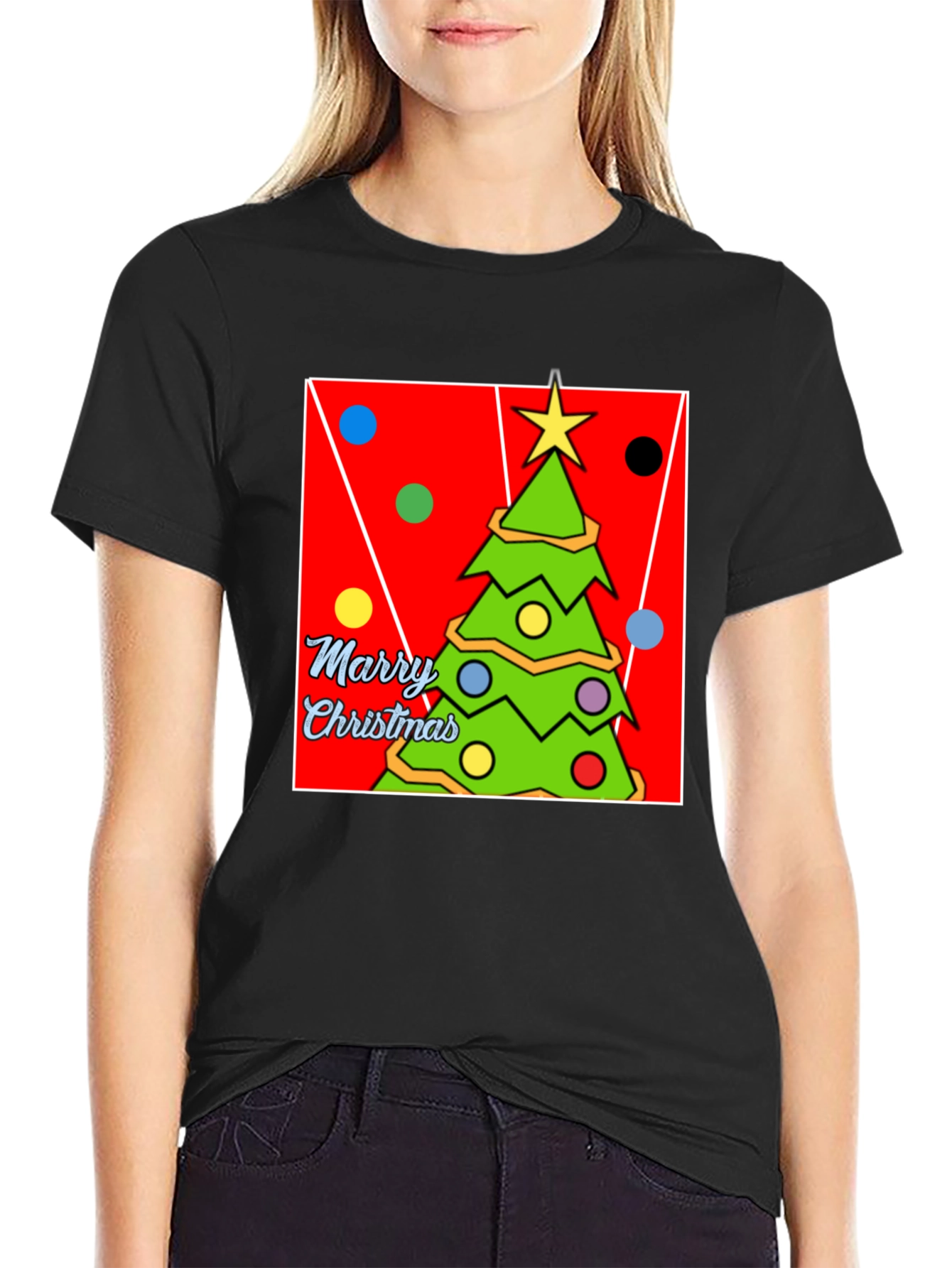 Festive Christmas Tree Graphic T-Shirt
