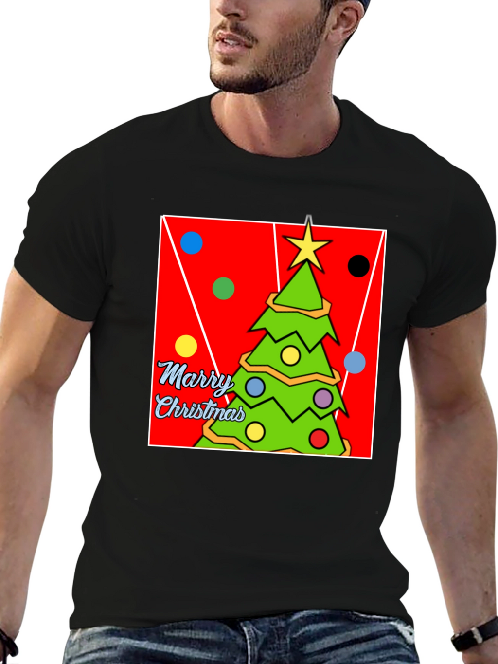 Festive Christmas Tree Graphic T-Shirt
