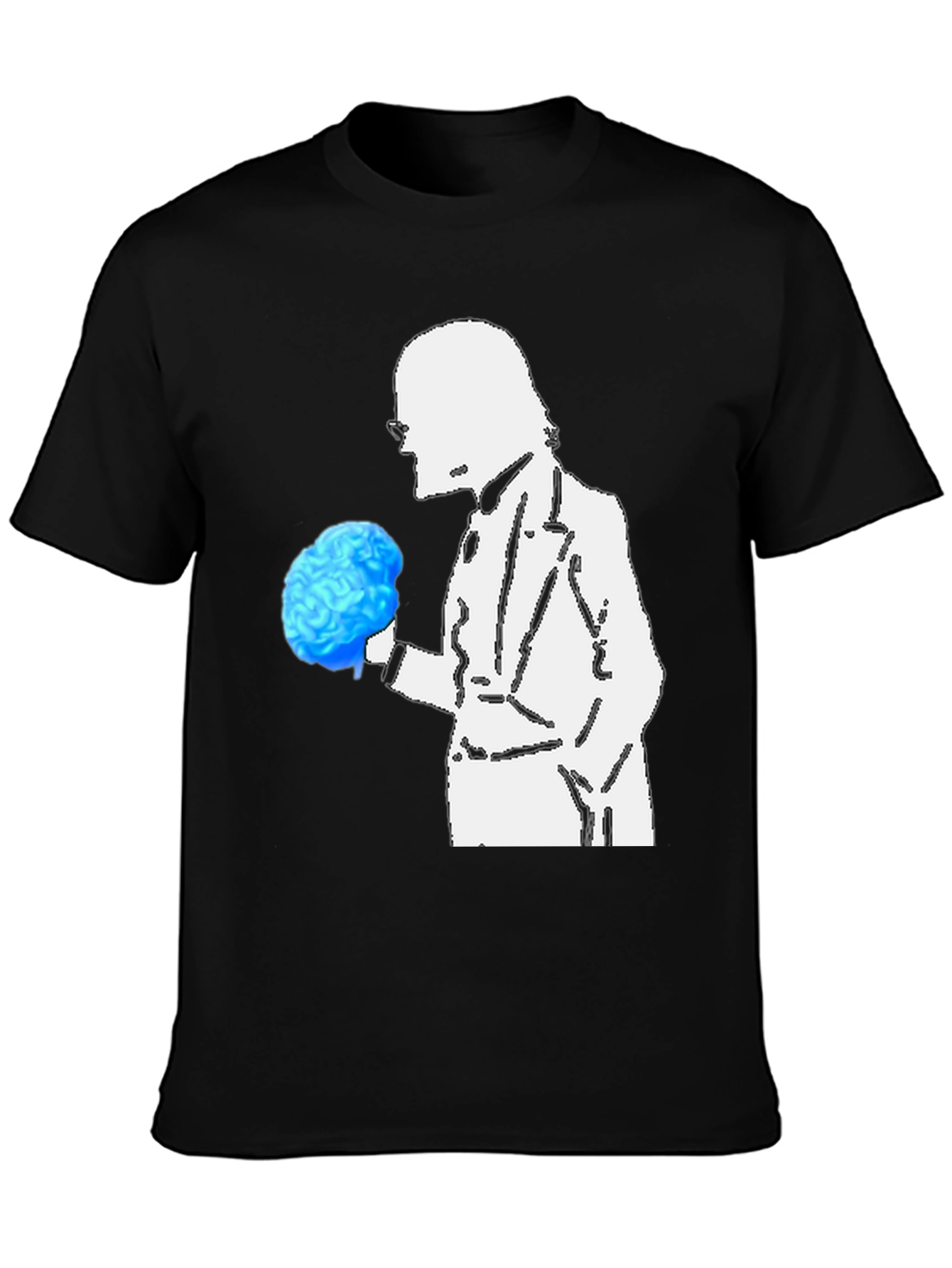 Brainy Professor Graphic Tee - Black Cotton Casual