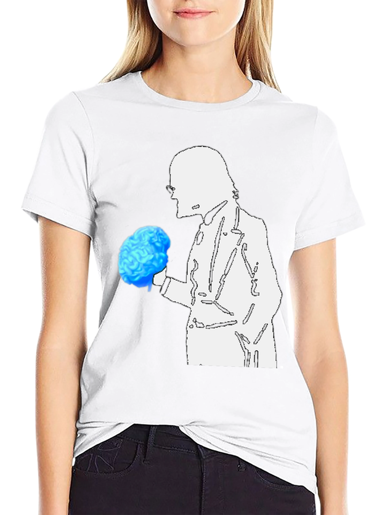 Brainy Professor Graphic Tee - Black Cotton Casual