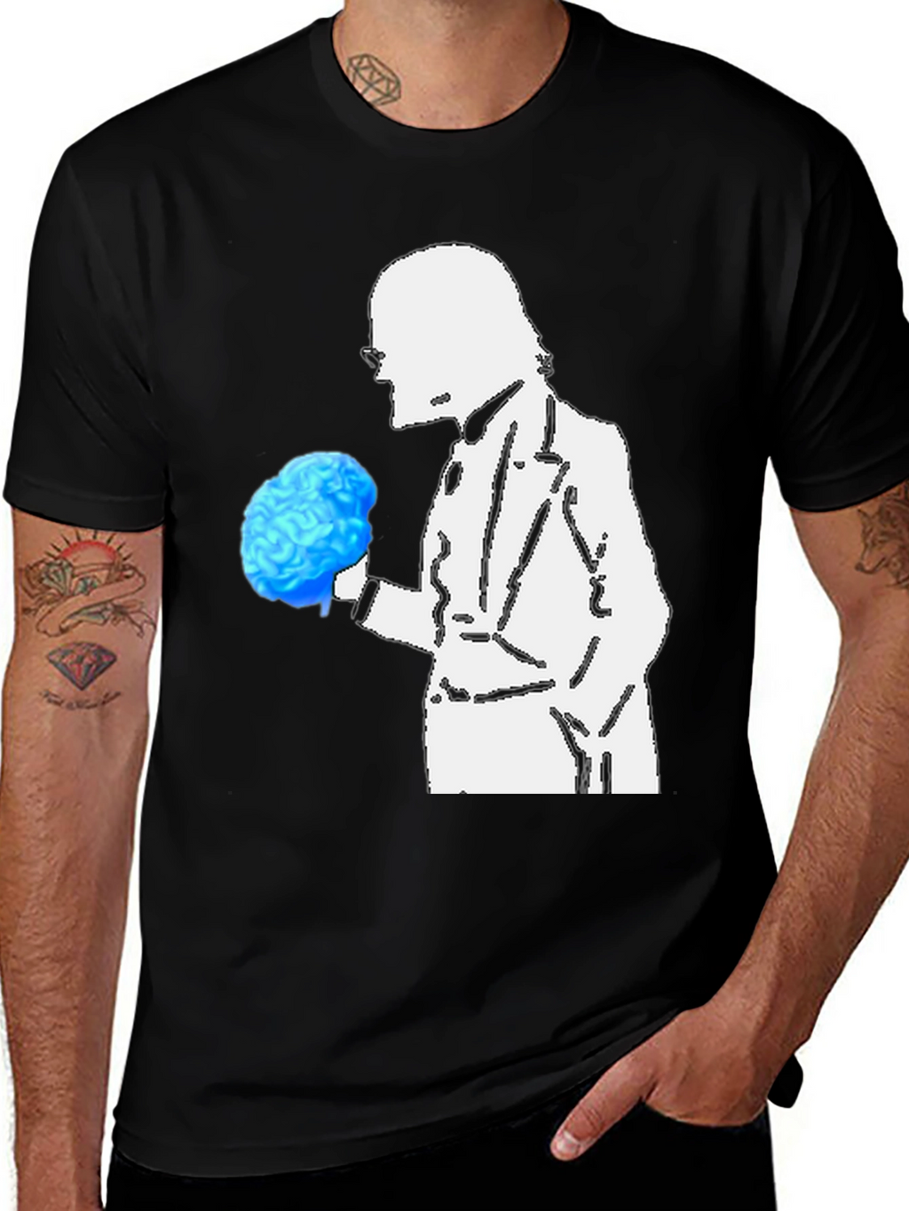 Brainy Professor Graphic Tee - Black Cotton Casual