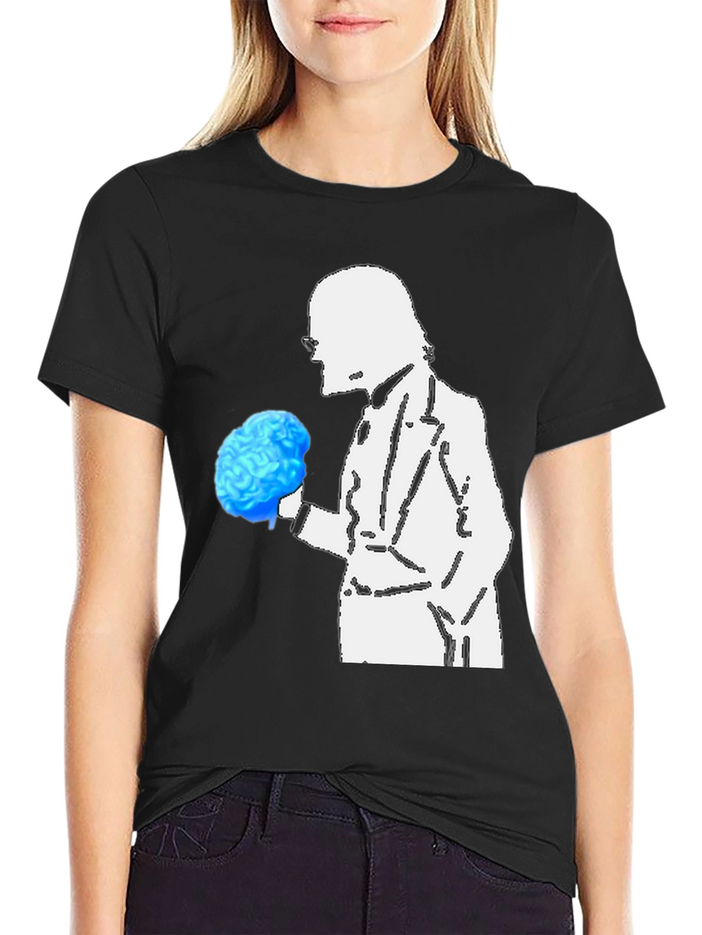 Brainy Professor Graphic Tee - Black Cotton Casual