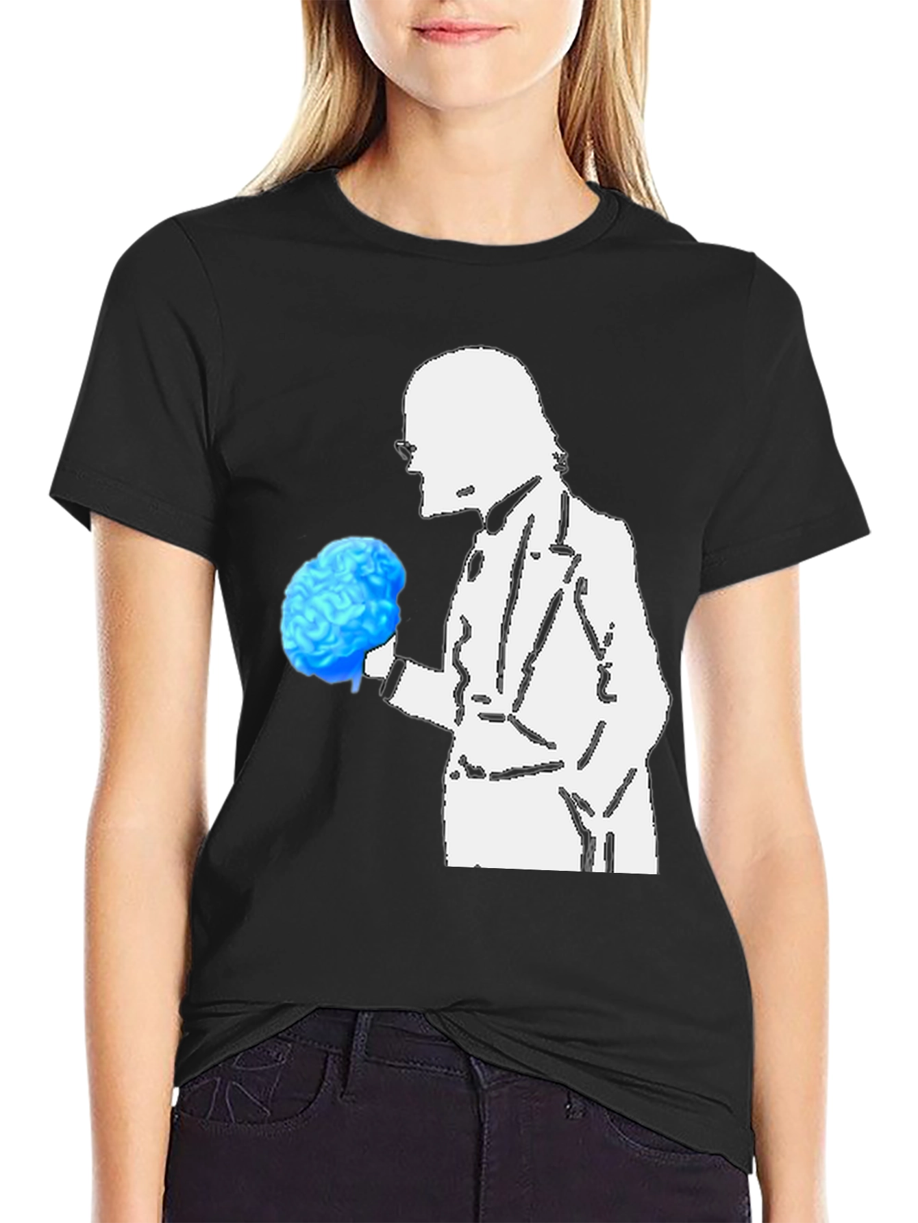 Brainy Professor Graphic Tee - Black Cotton Casual