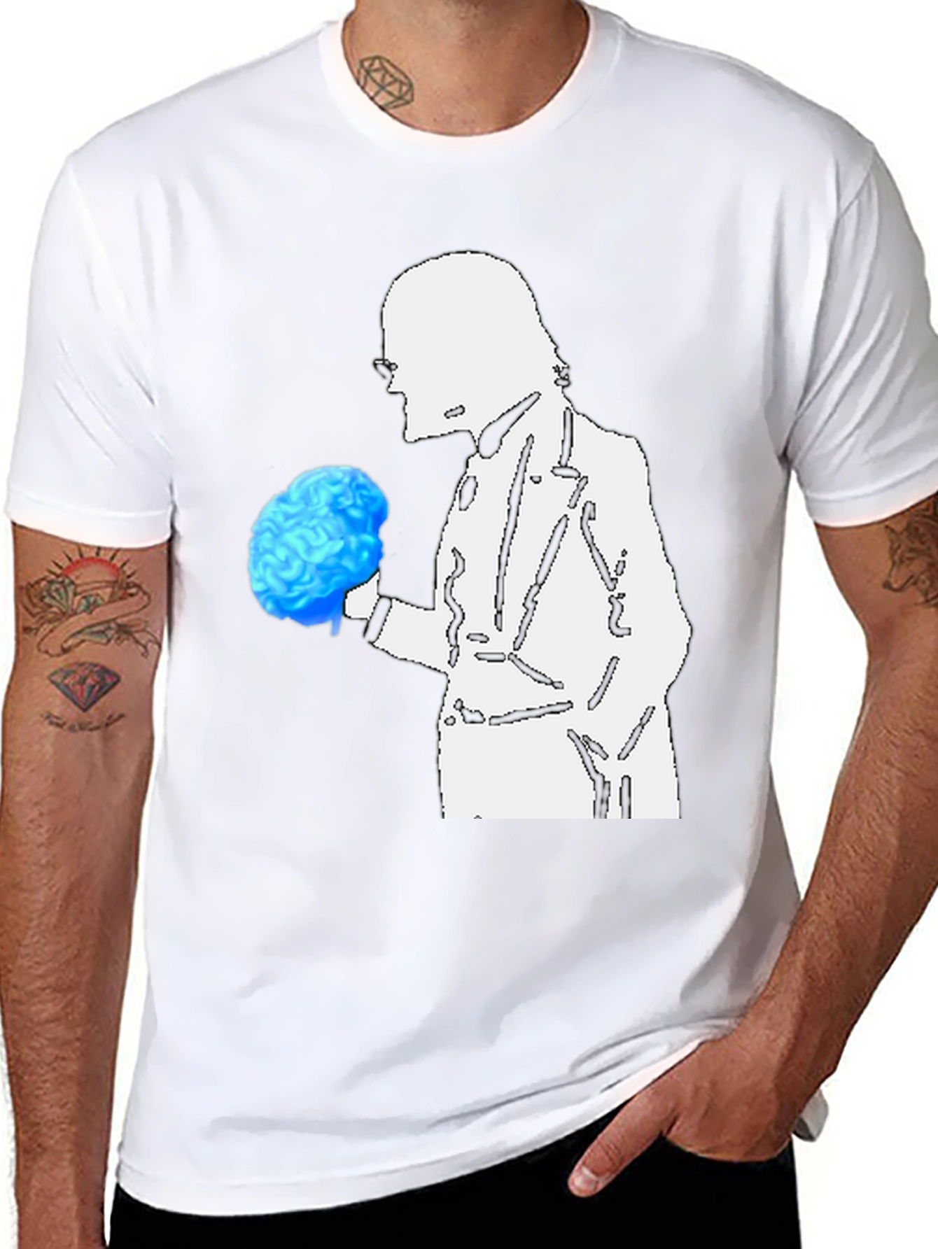 Brainy Professor Graphic Tee - Black Cotton Casual