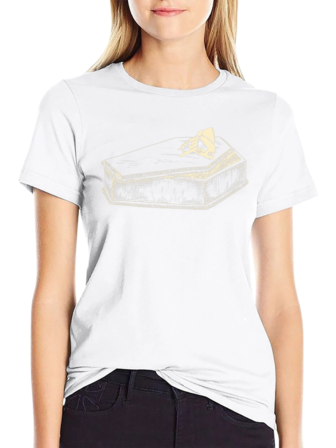 Skull Coffin Graphic T-Shirt - Black
