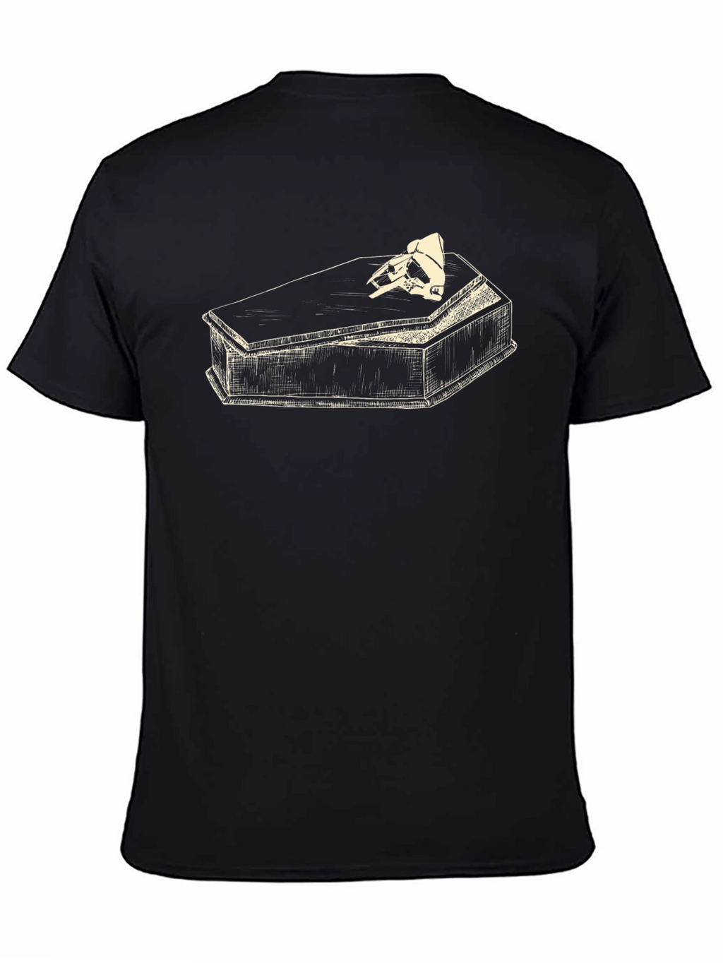 Skull Coffin Graphic T-Shirt - Black