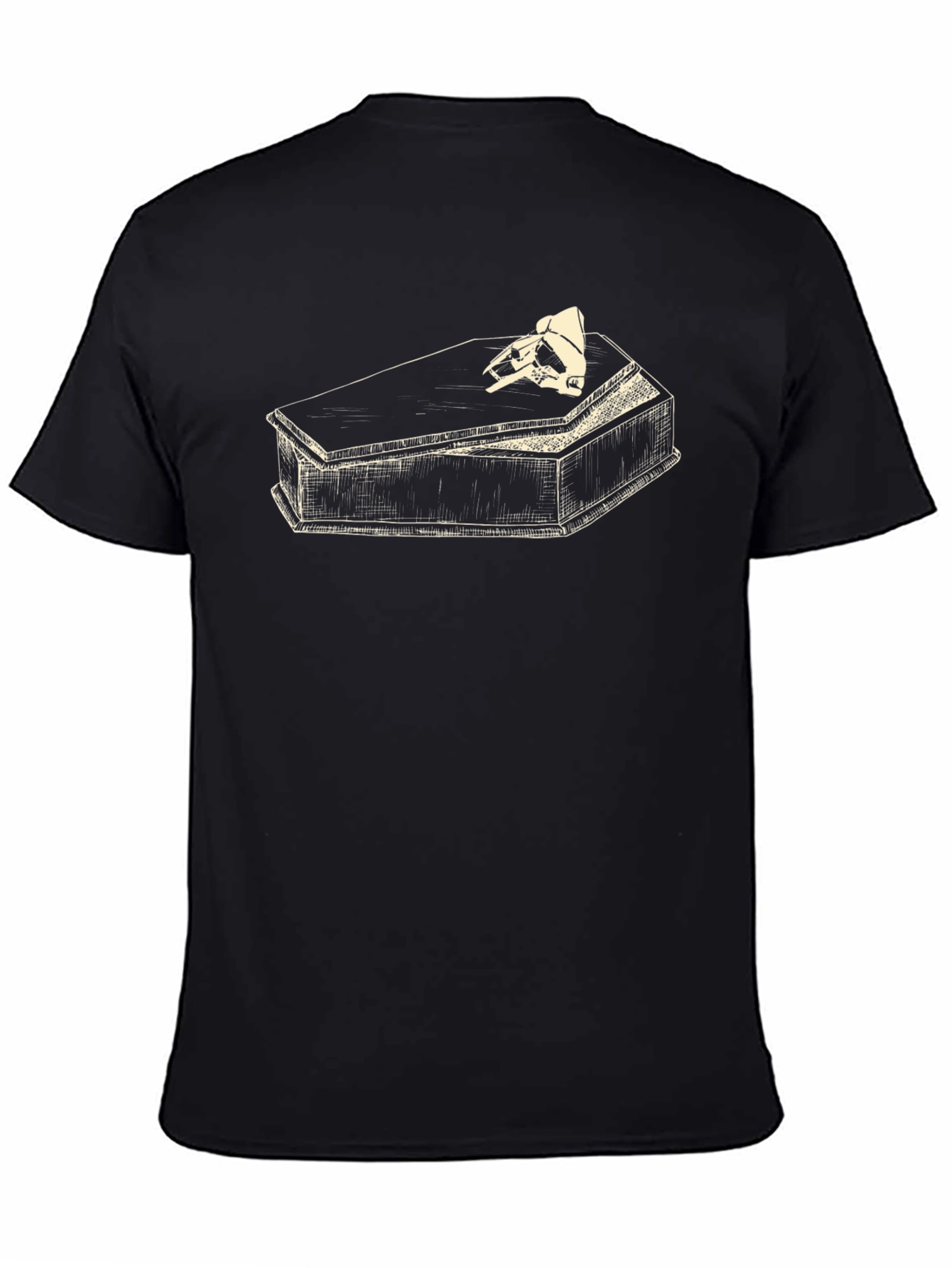 Skull Coffin Graphic T-Shirt - Black
