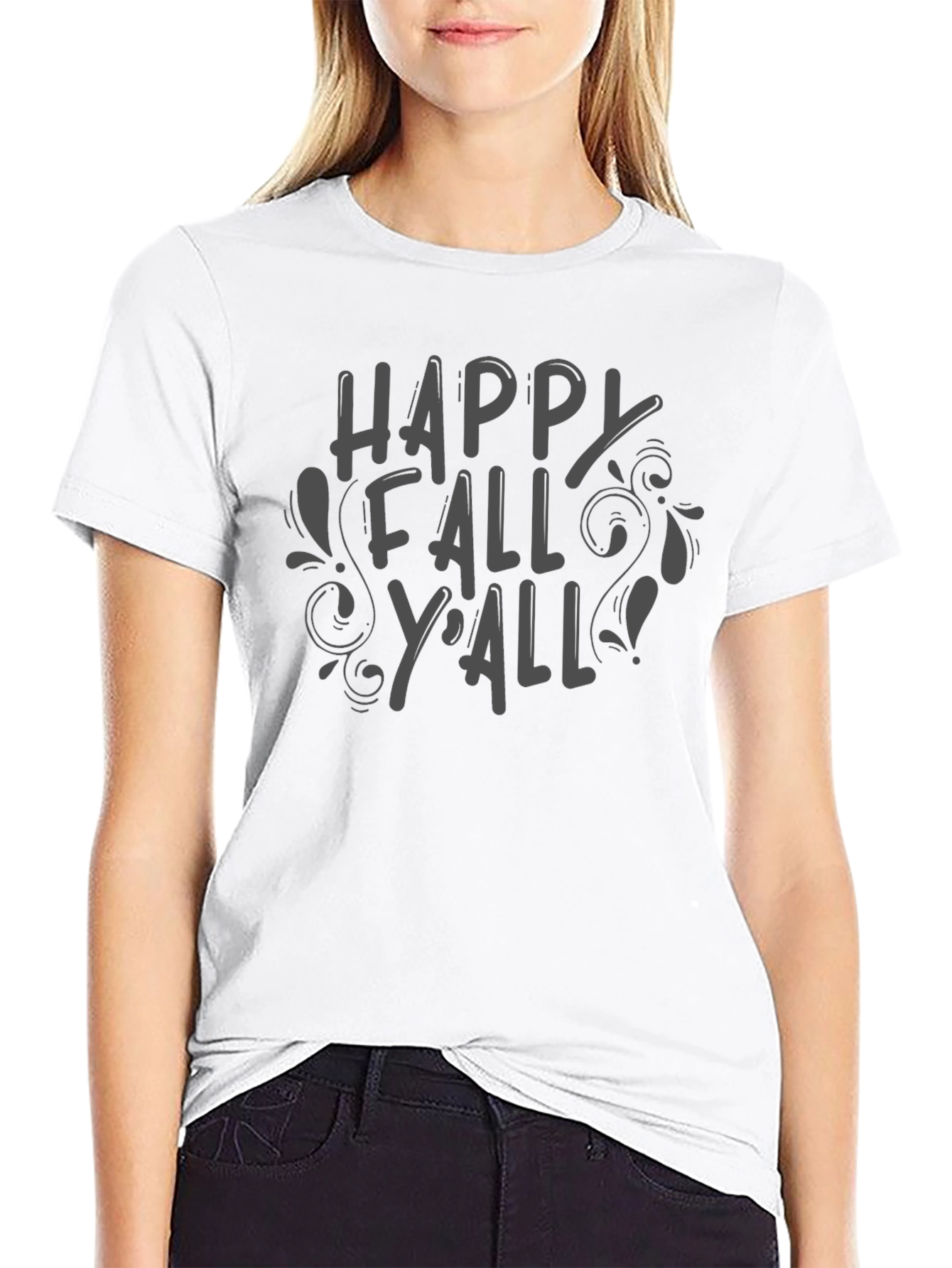 Happy Fall Yall Black T-Shirt