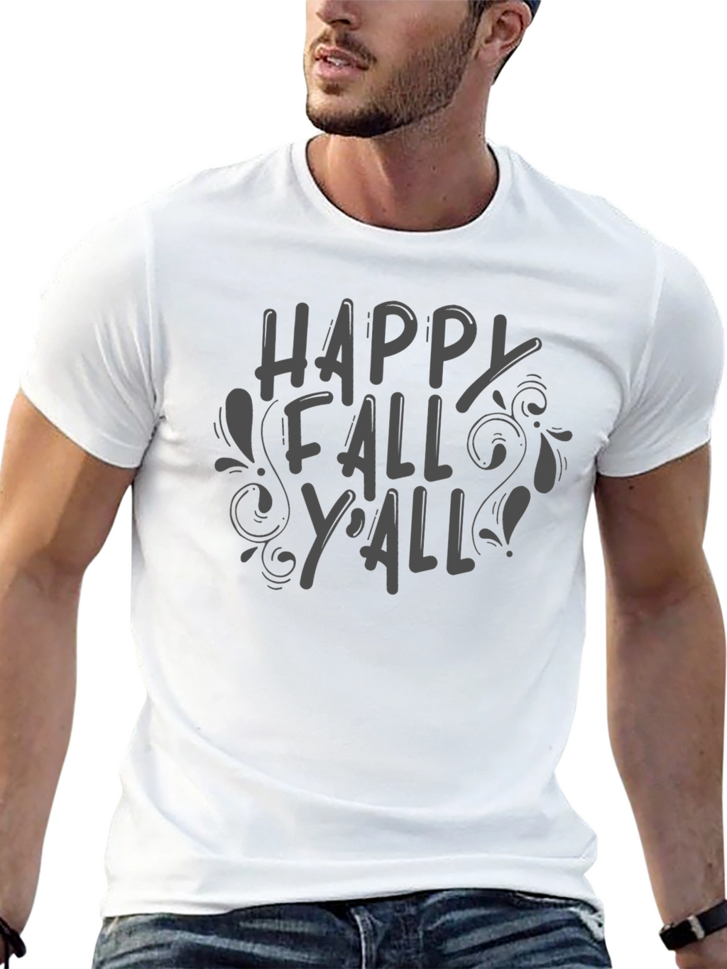 Happy Fall Yall Black T-Shirt