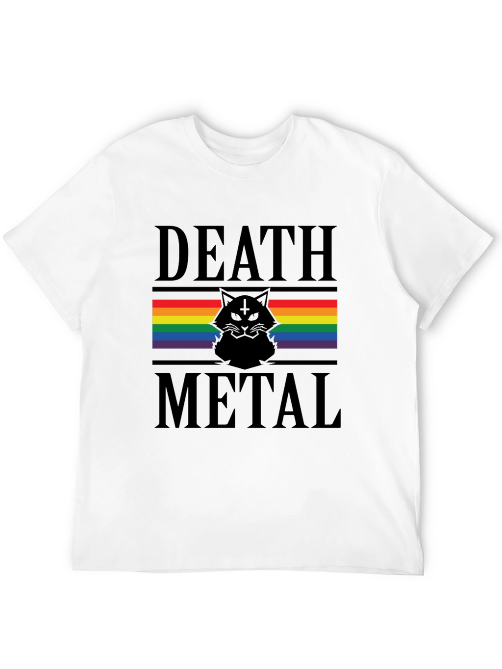 Death Metal Cat Rainbow Pride T-Shirt