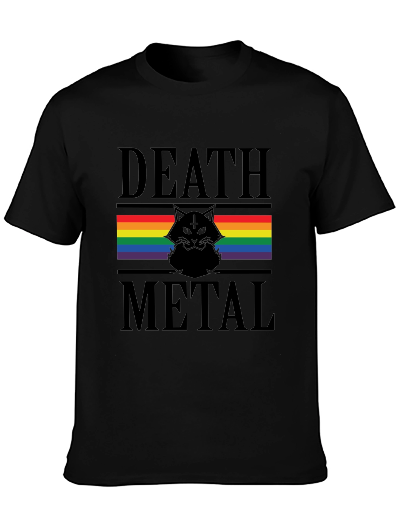 Death Metal Cat Rainbow Pride T-Shirt
