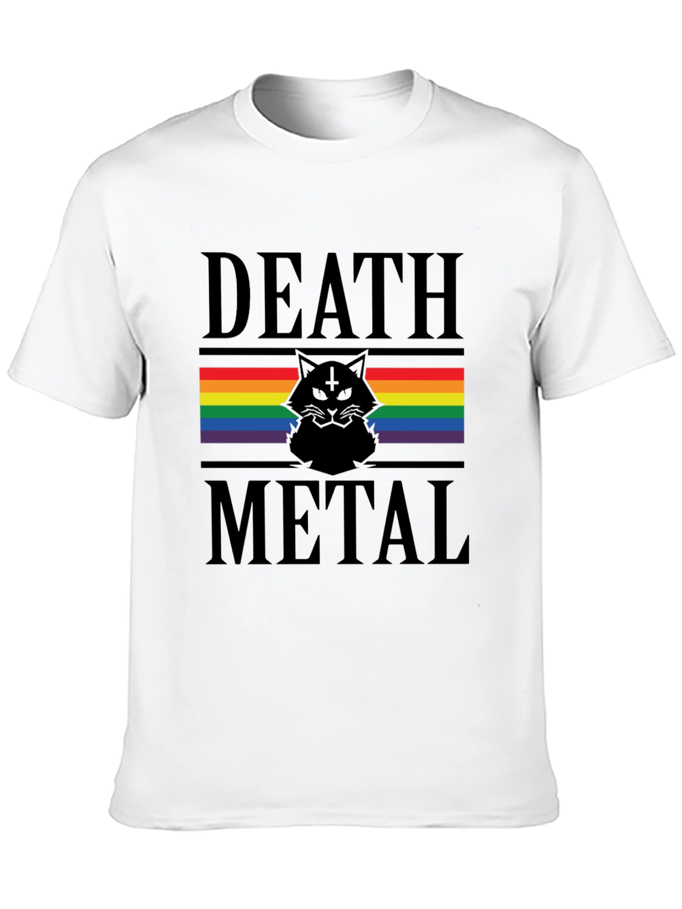 Death Metal Cat Rainbow Pride T-Shirt