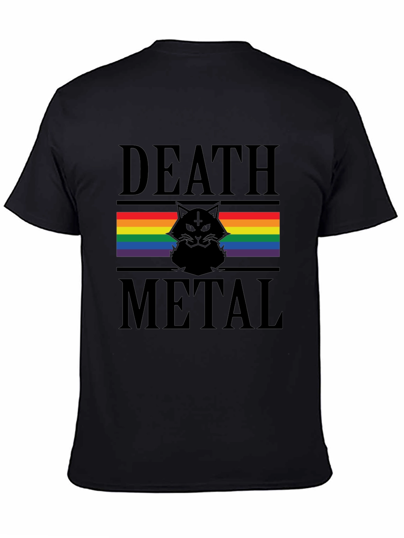 Death Metal Cat Rainbow Pride T-Shirt