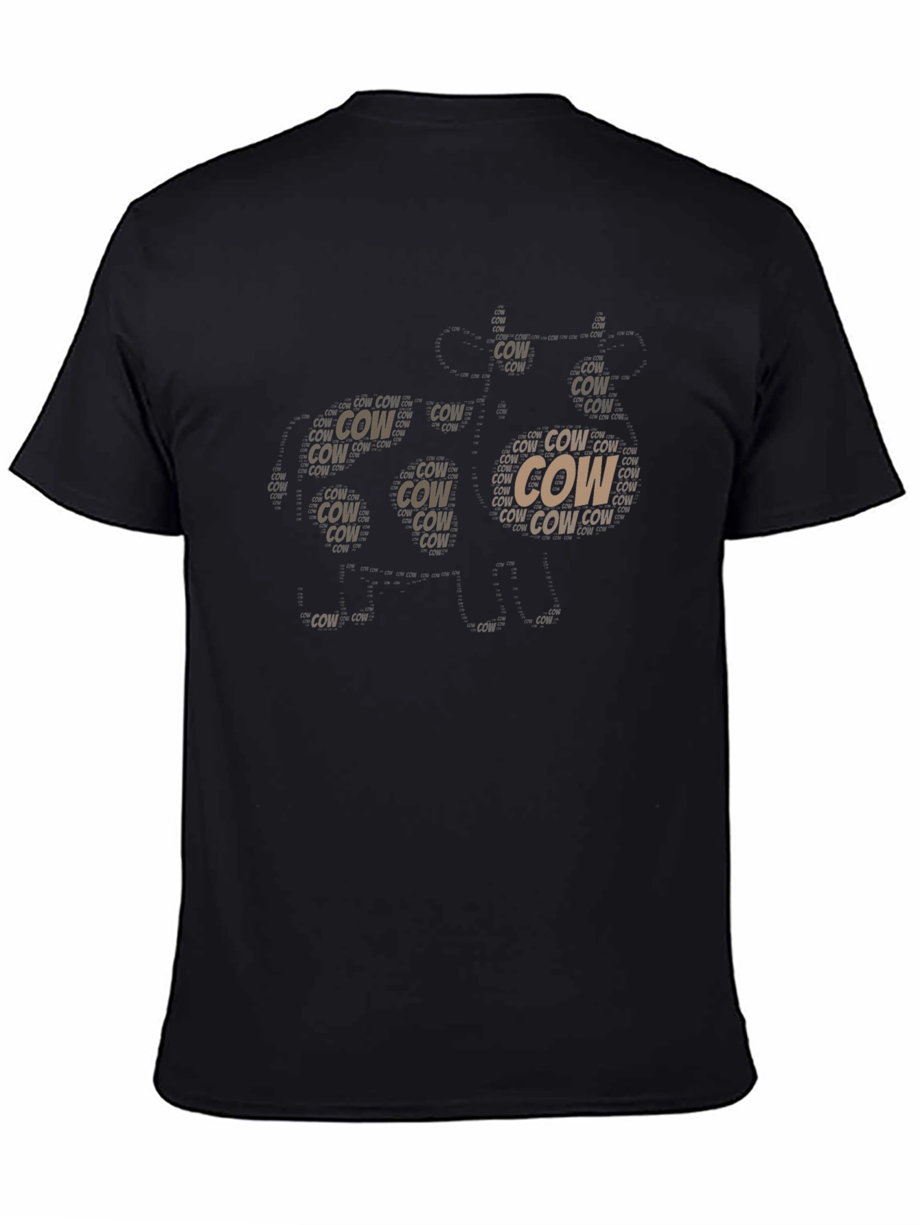Cow Print T-Shirt - Black Short Sleeve Crew Neck