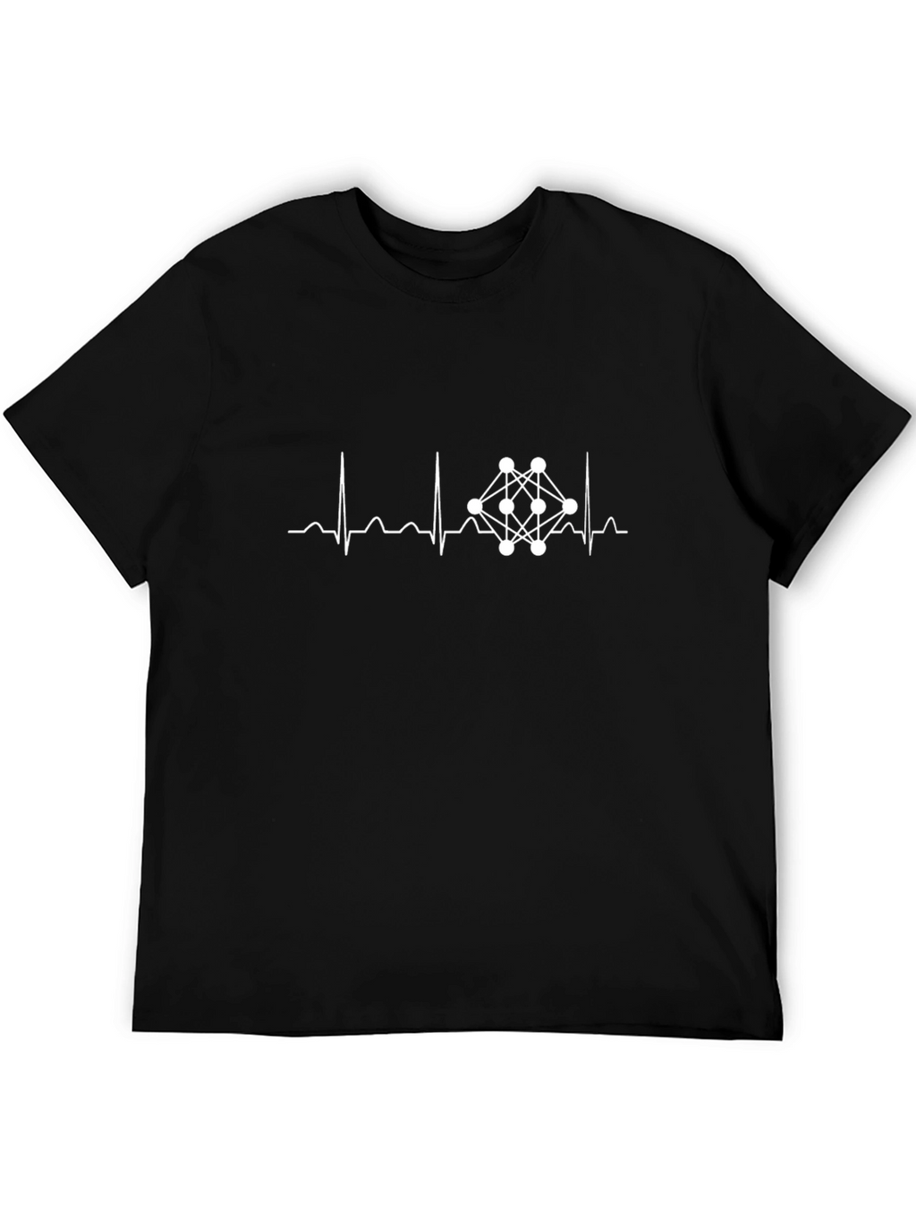 Neural Network Heartbeat T-Shirt - Black Cotton