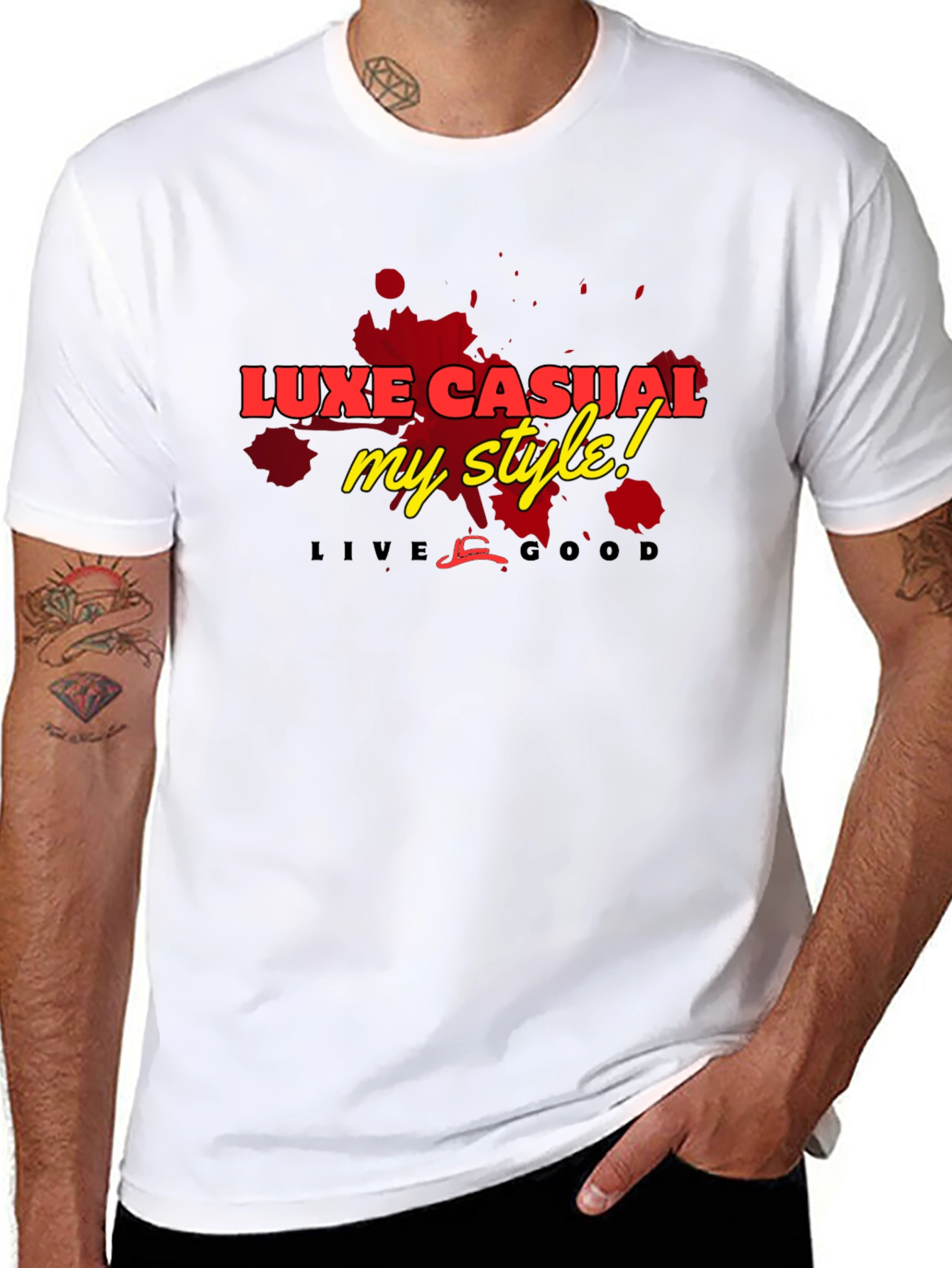 Luxe Casual Graphic Tee - Stylish Mens Black T-Shirt