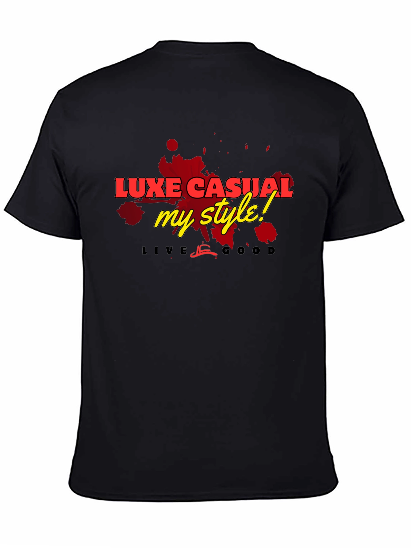Luxe Casual Graphic Tee - Stylish Mens Black T-Shirt