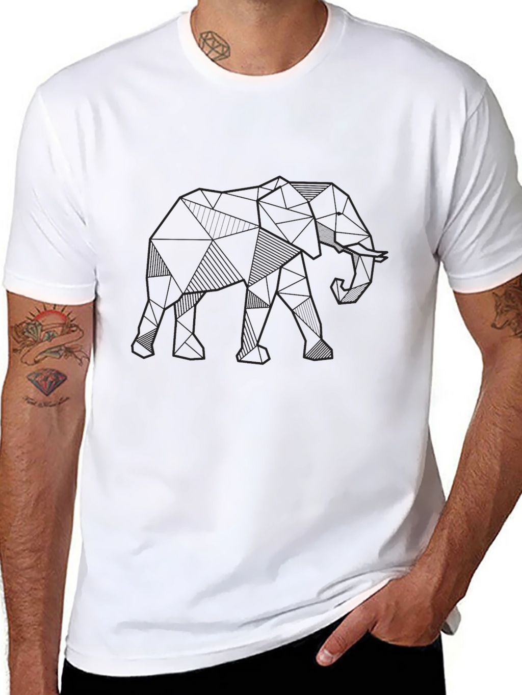 Geometric Elephant T-Shirt - Modern Graphic Tee