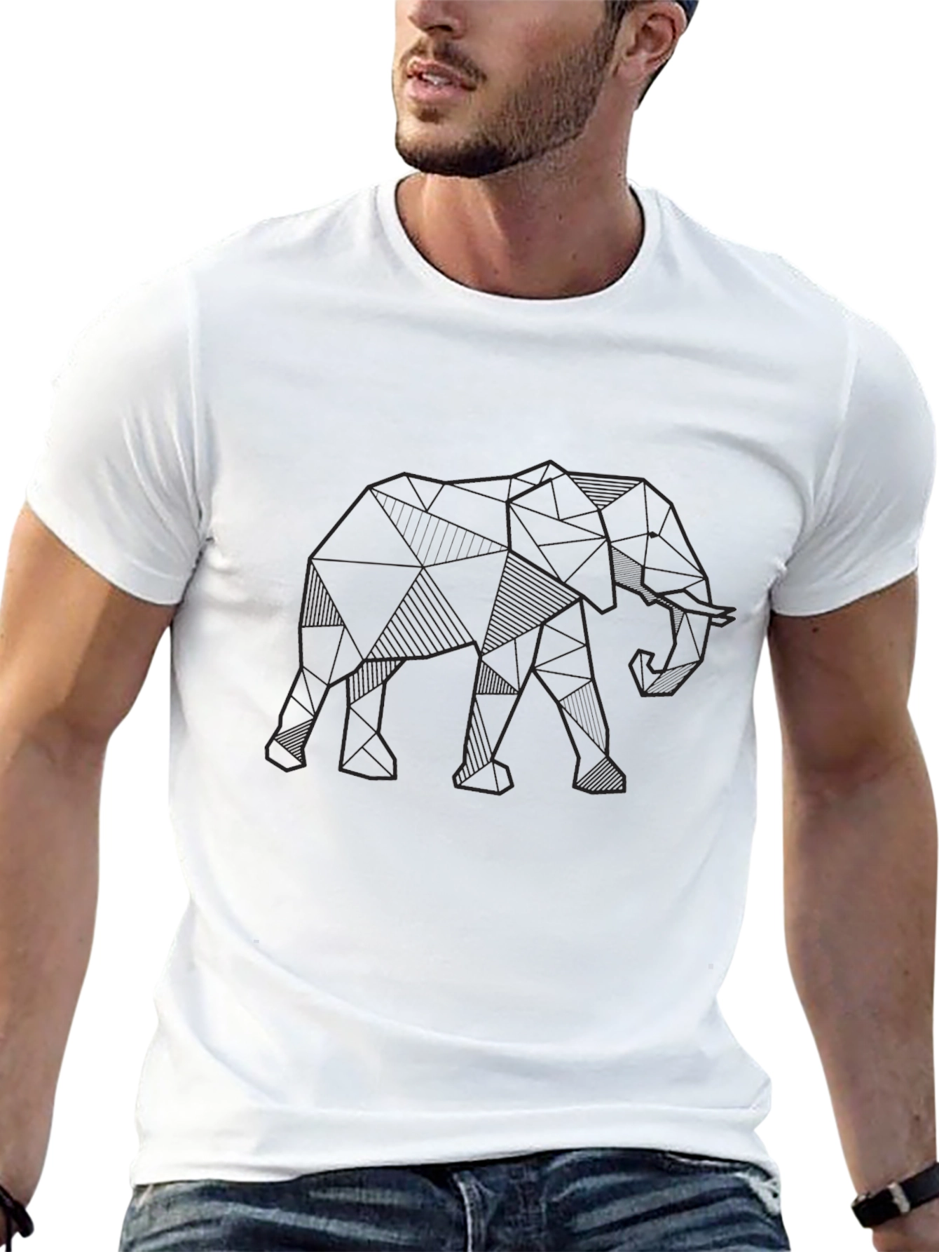 Geometric Elephant T-Shirt - Modern Graphic Tee