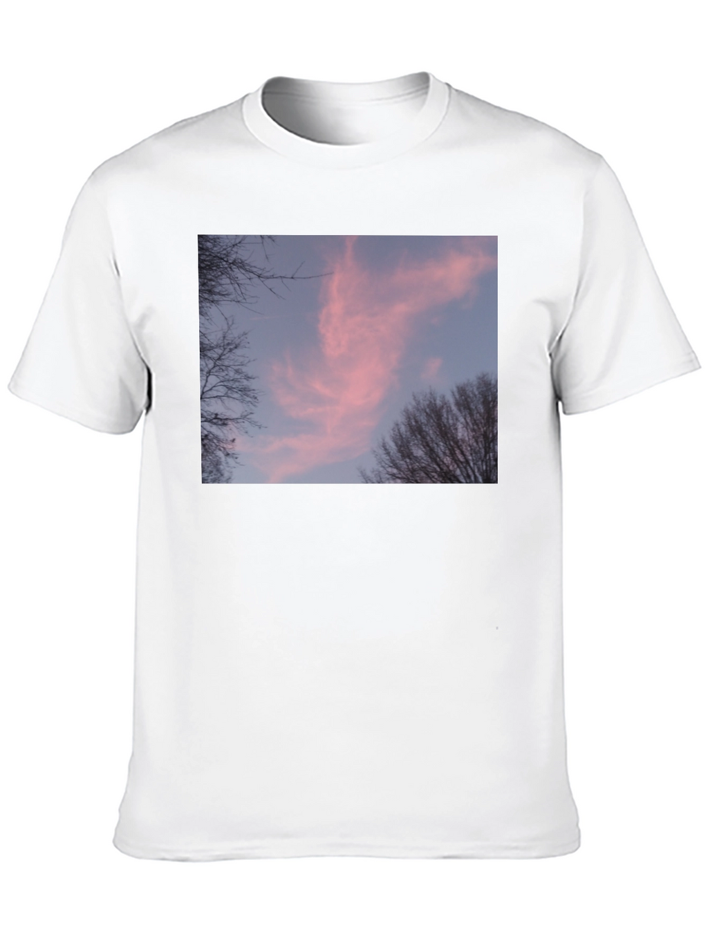 Pink Sunset Sky Graphic Black Tee Shirt