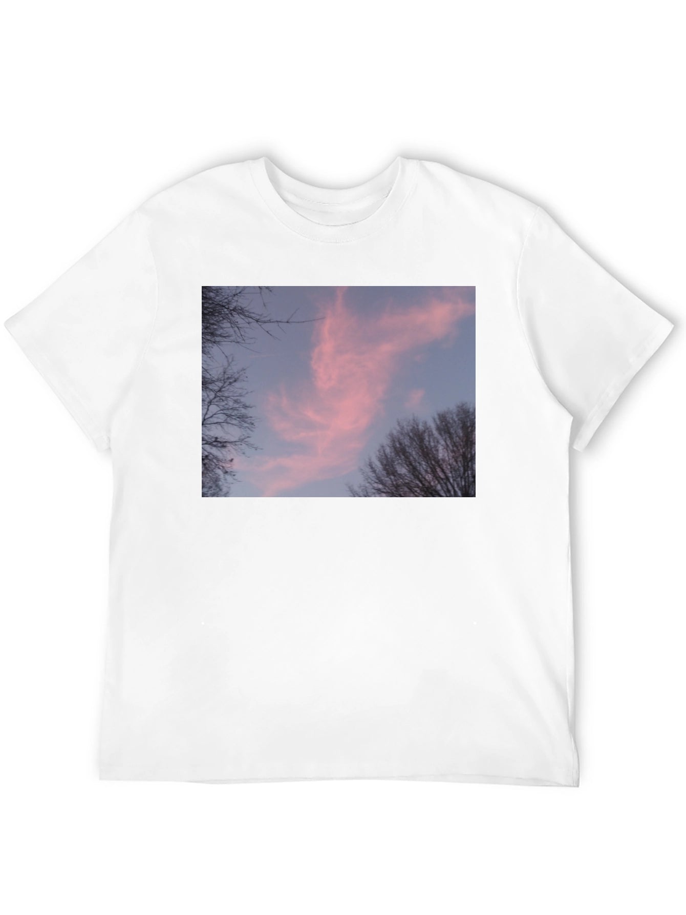 Pink Sunset Sky Graphic Black Tee Shirt