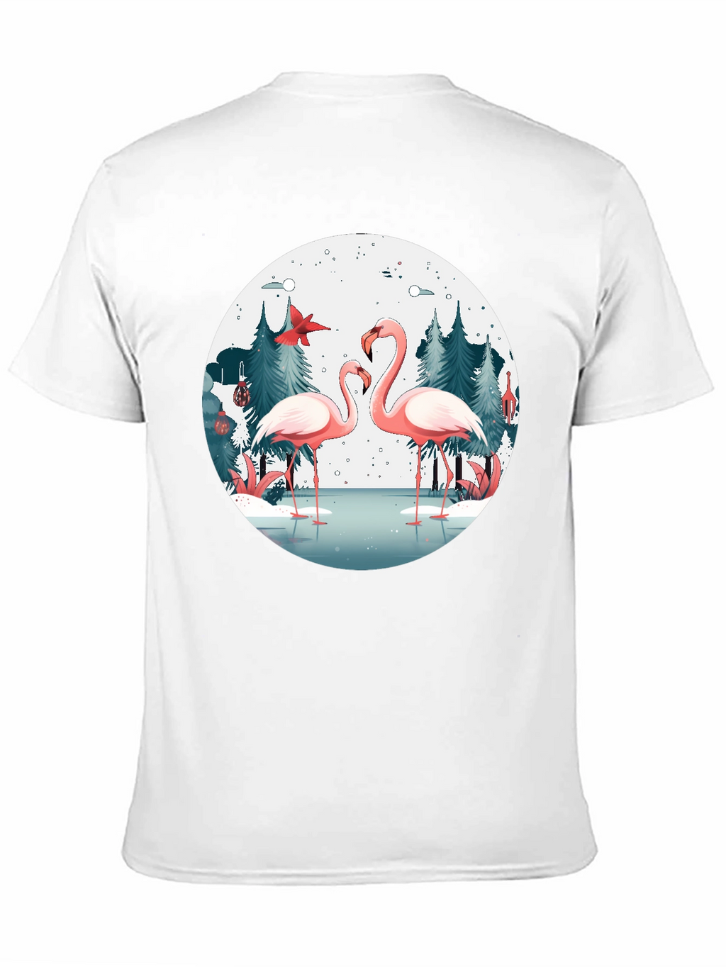 Flamingo Winter Scene Graphic T-Shirt