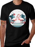 Flamingo Winter Scene Graphic T-Shirt