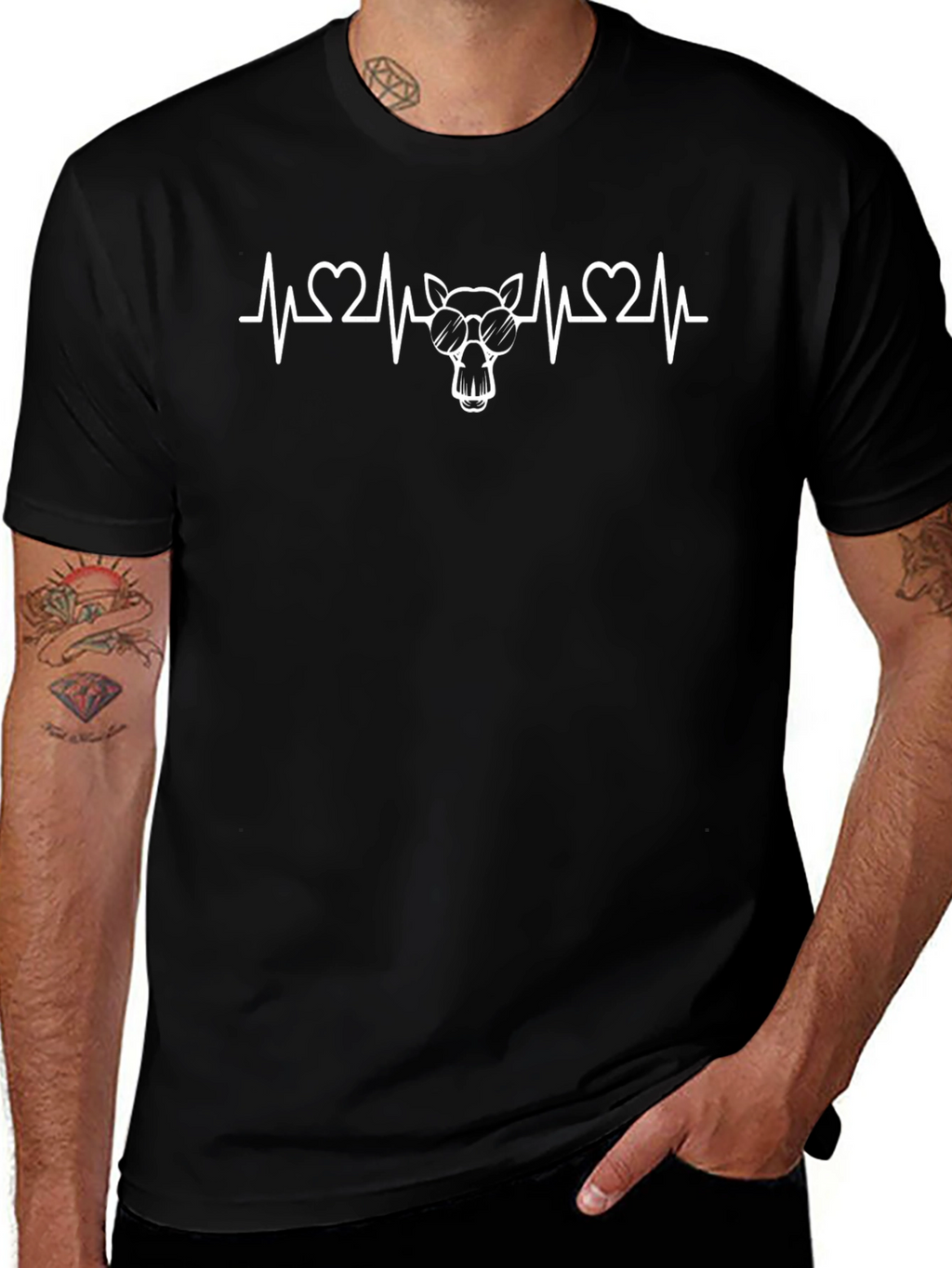 Cool Camel Heartbeat Black T-Shirt