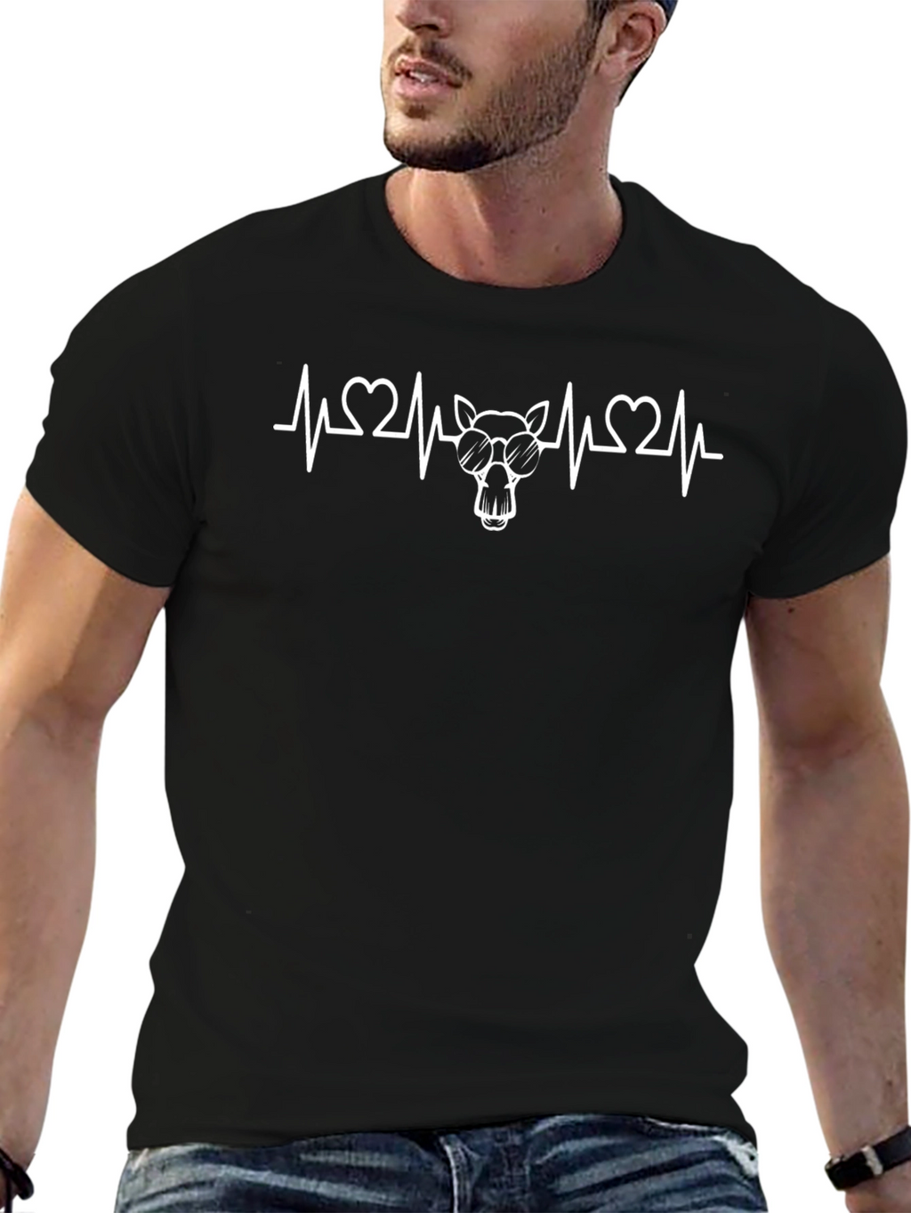 Cool Camel Heartbeat Black T-Shirt