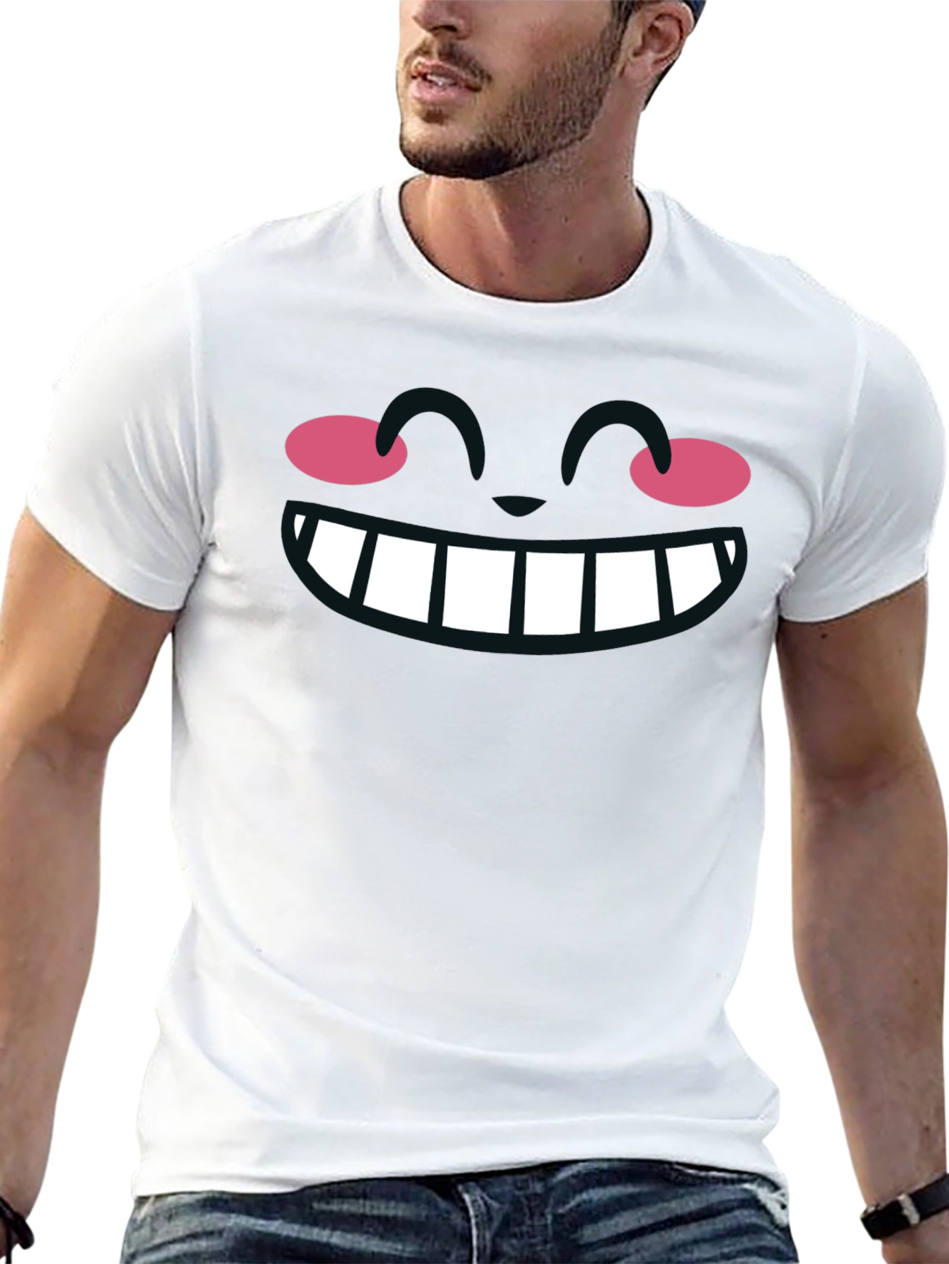 Cartoon Smile Graphic Black T-Shirt