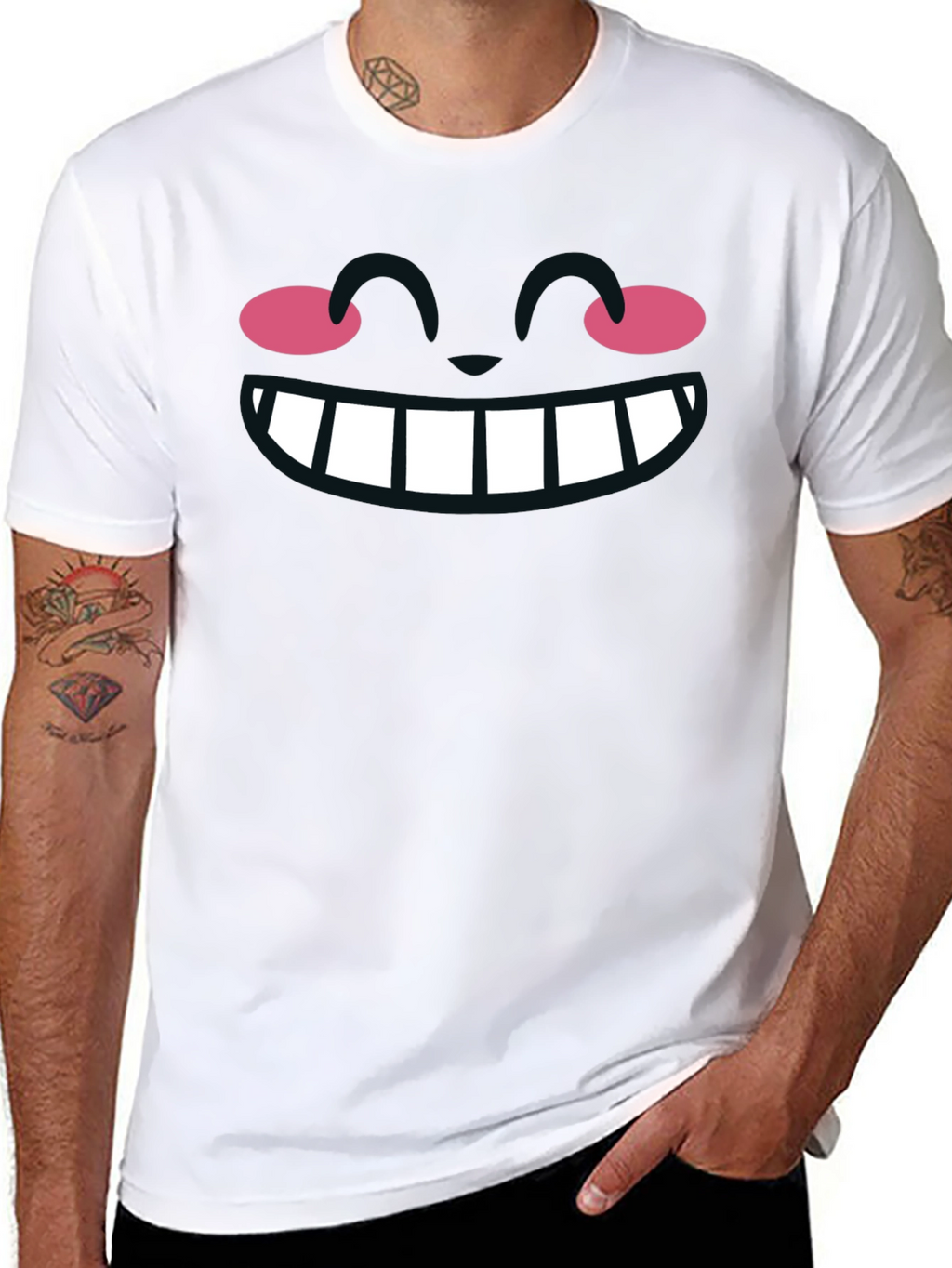Cartoon Smile Graphic Black T-Shirt
