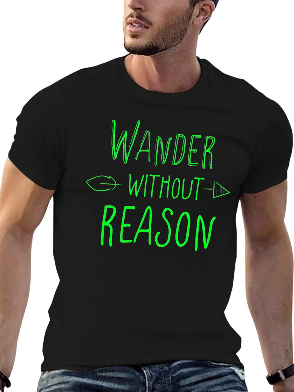 Wander Without Reason Graphic T-Shirt - Black Cotton Tee