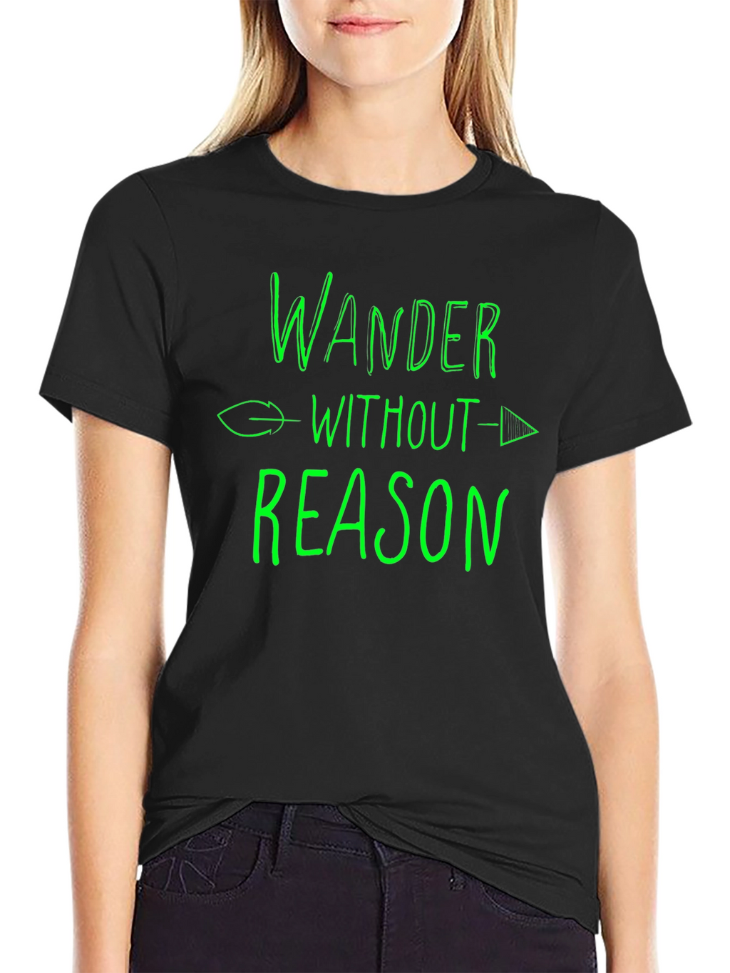 Wander Without Reason Graphic T-Shirt - Black Cotton Tee