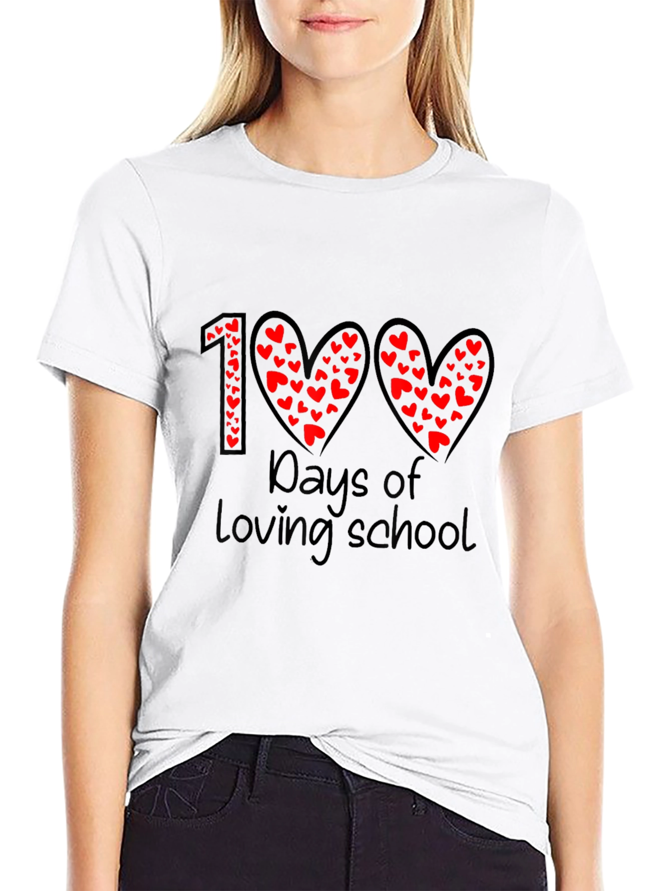 100 Days of Loving School T-Shirt - Heart Design
