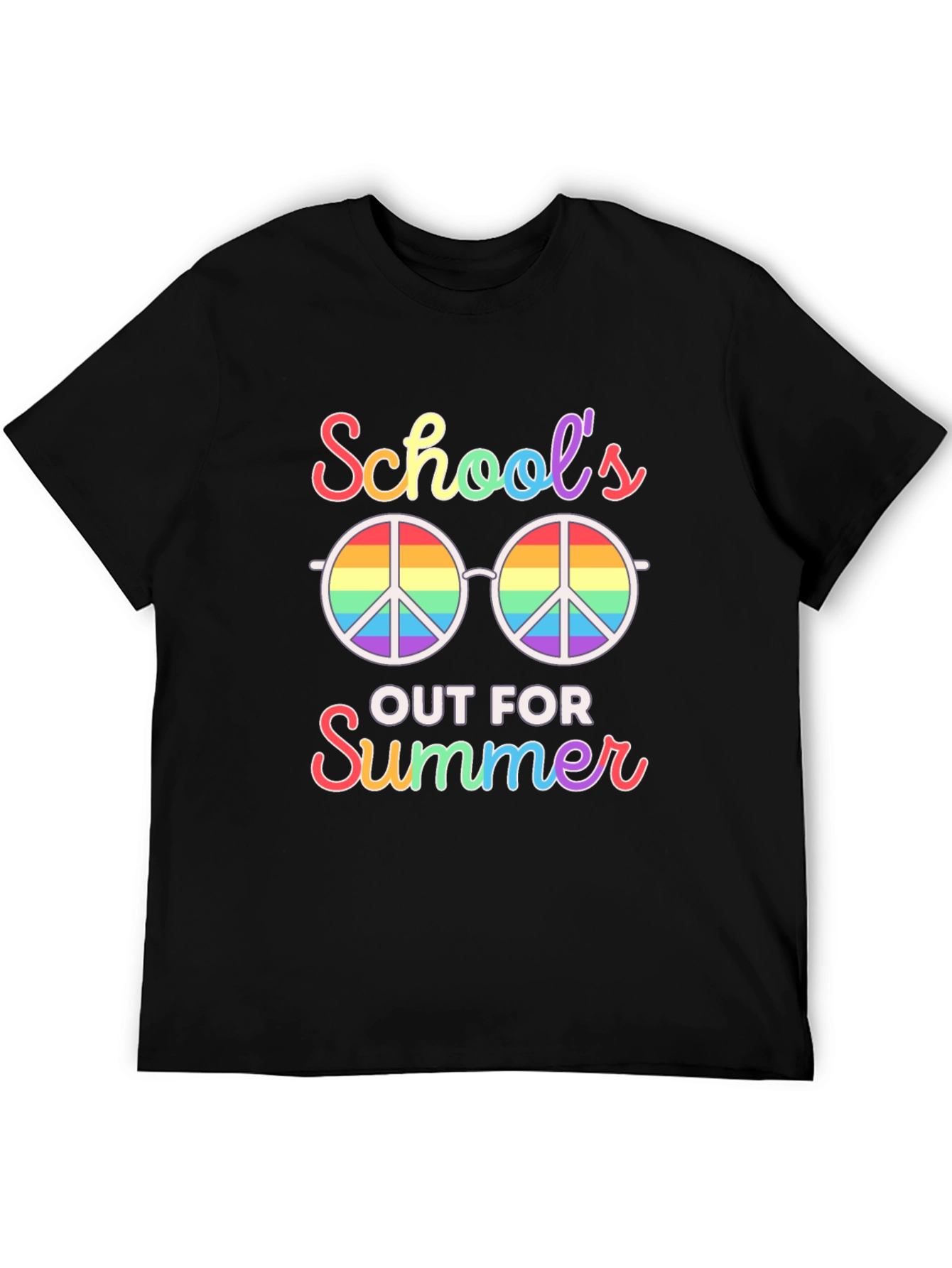 Schools Out Summer T-Shirt: Rainbow Peace Glasses Tee