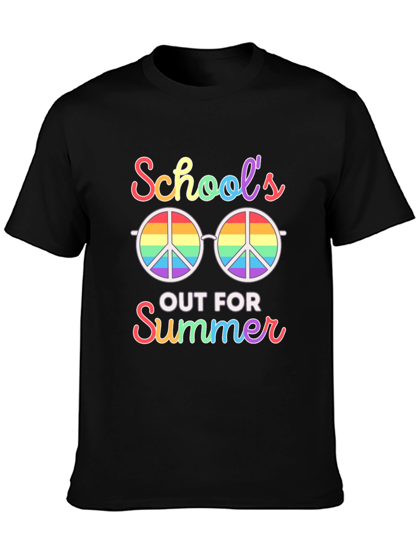 Schools Out Summer T-Shirt: Rainbow Peace Glasses Tee