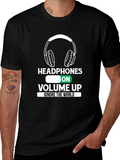 Headphones On Volume Up Black T-Shirt