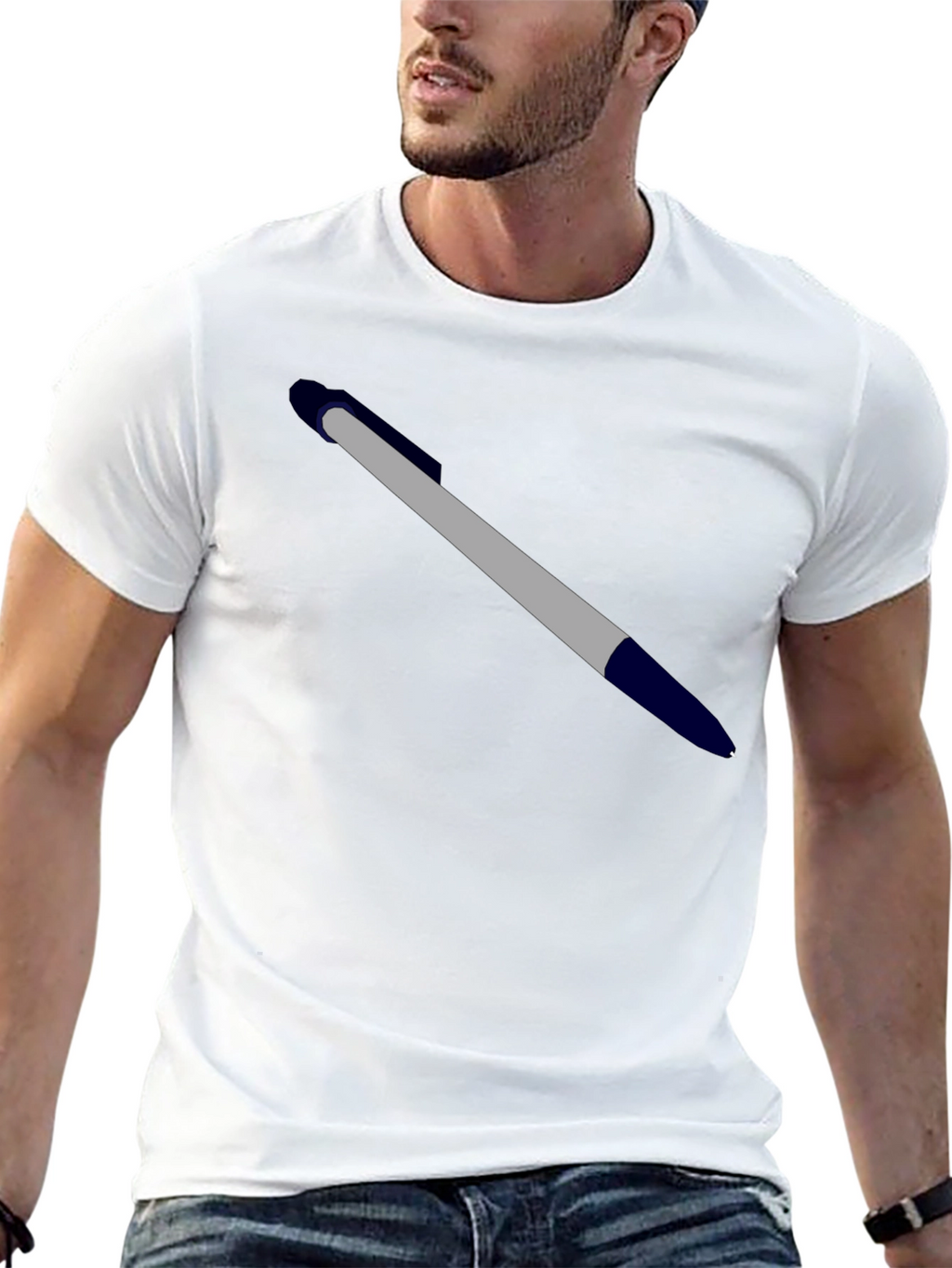 Mens Black T-Shirt - Pen Design