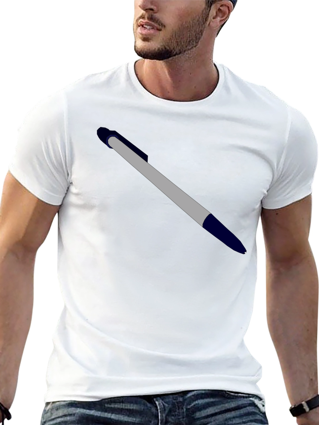 Mens Black T-Shirt - Pen Design