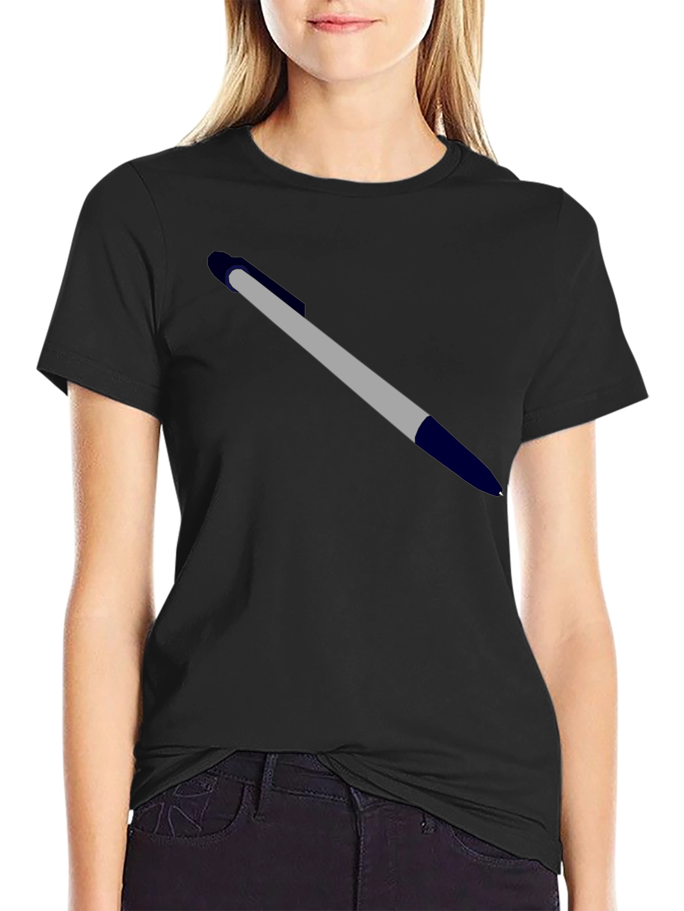 Mens Black T-Shirt - Pen Design