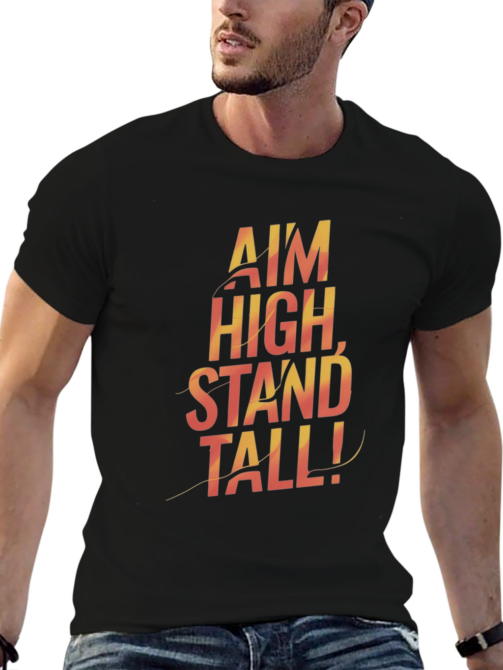 Motivational Graphic Tee - Aim High Stand Tall!