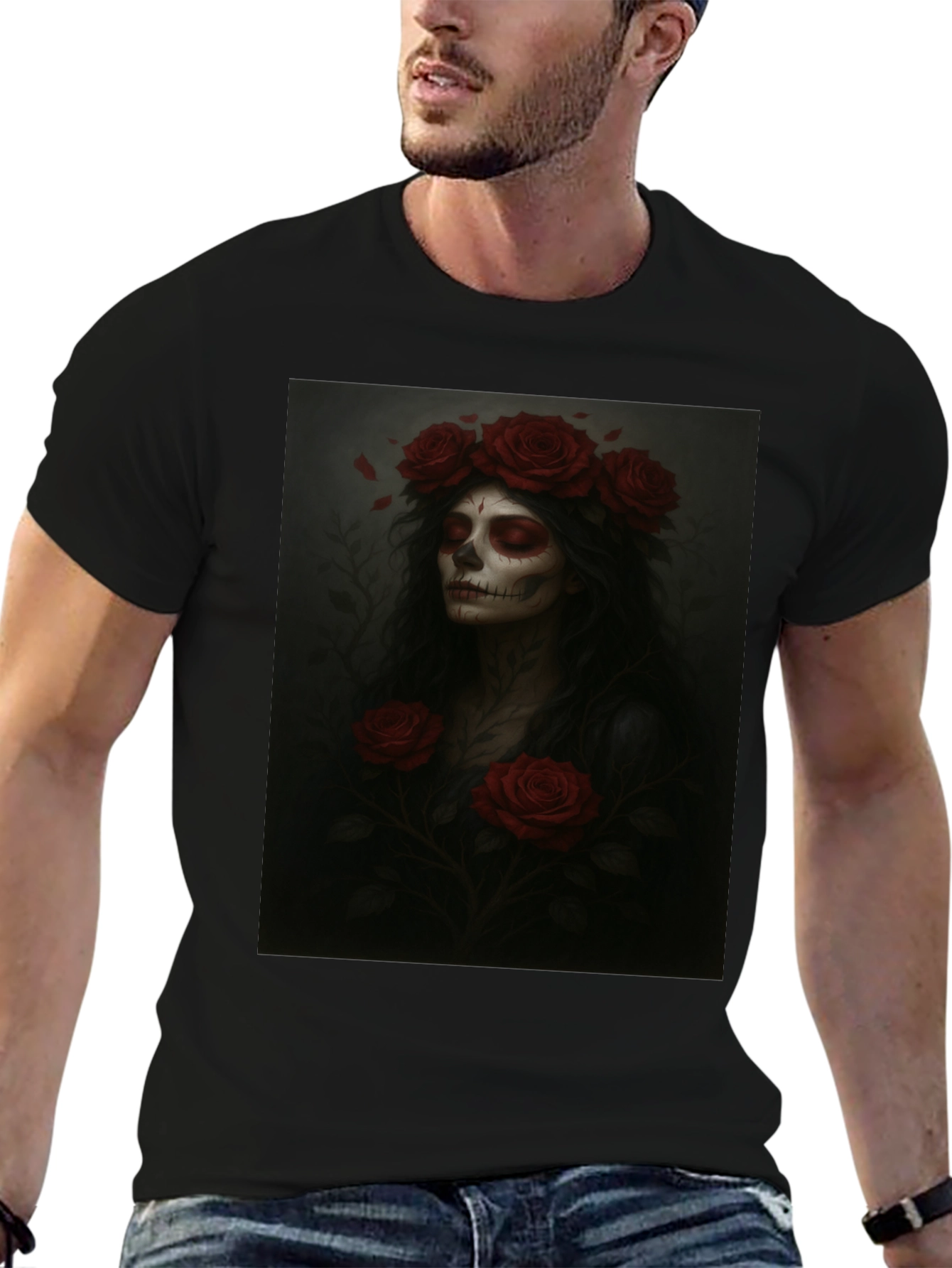 Day of the Dead T-Shirt - Floral Skull Design
